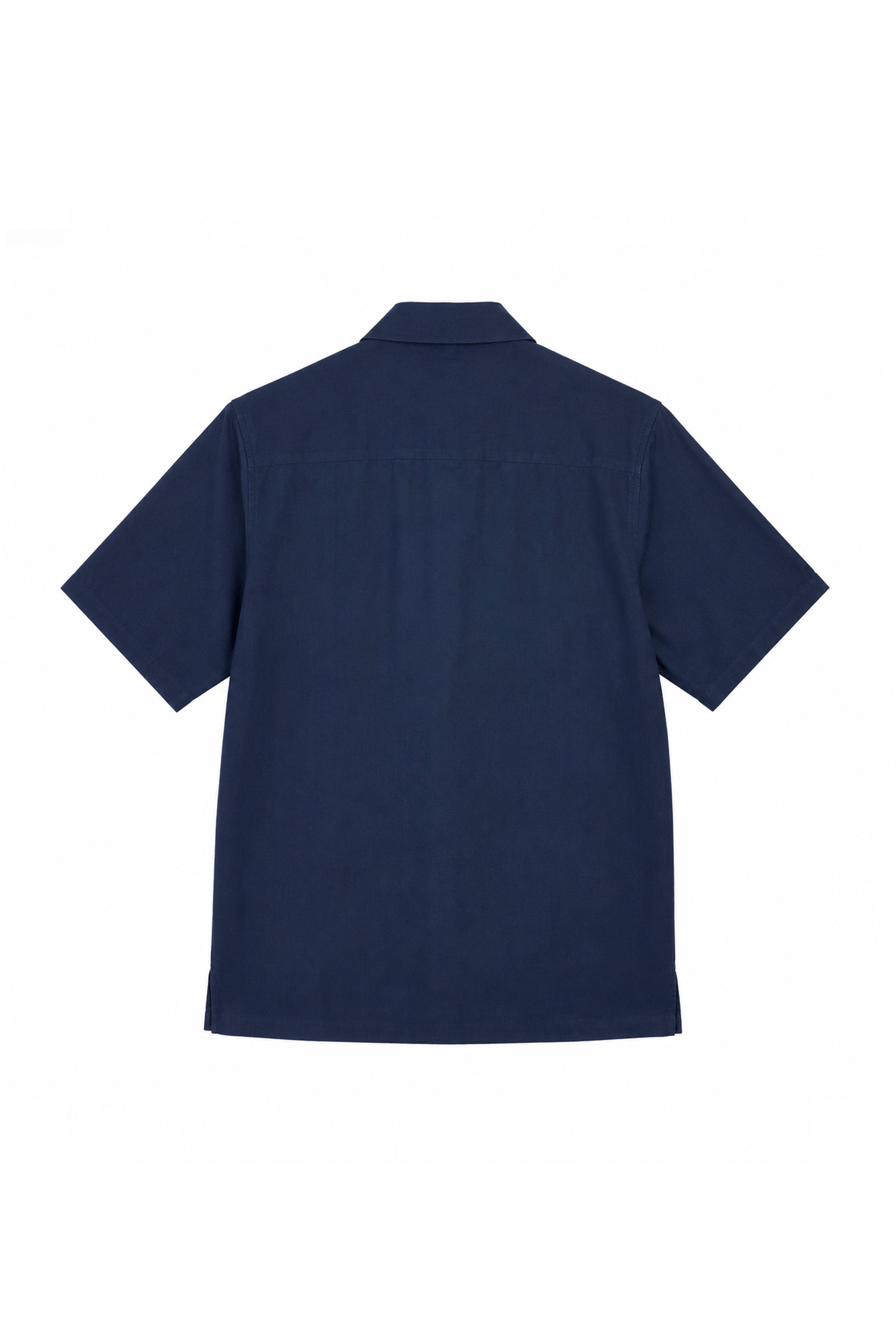 Navy Blue Cotton Botanical Embroidery Shirt