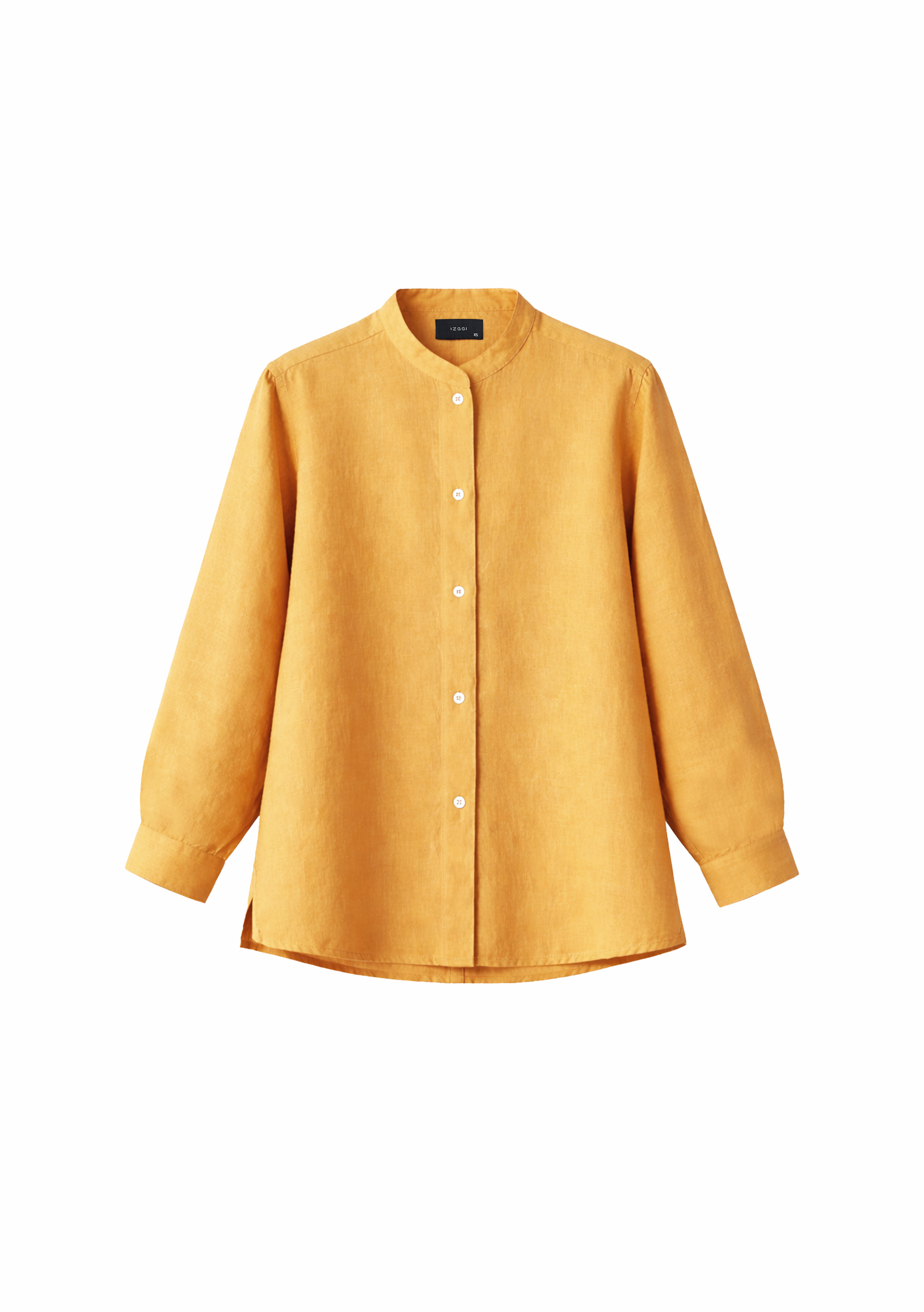 Elm Chinese Collar Linen Shirt in Mango
