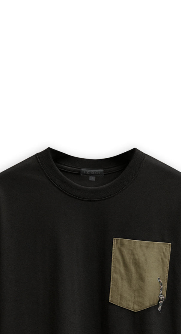 Olive Pocket Tee (Black Base)