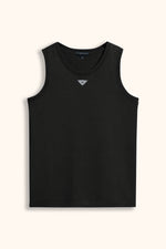 تيشيرت جينز بدون أكمام بلون أسود باهت