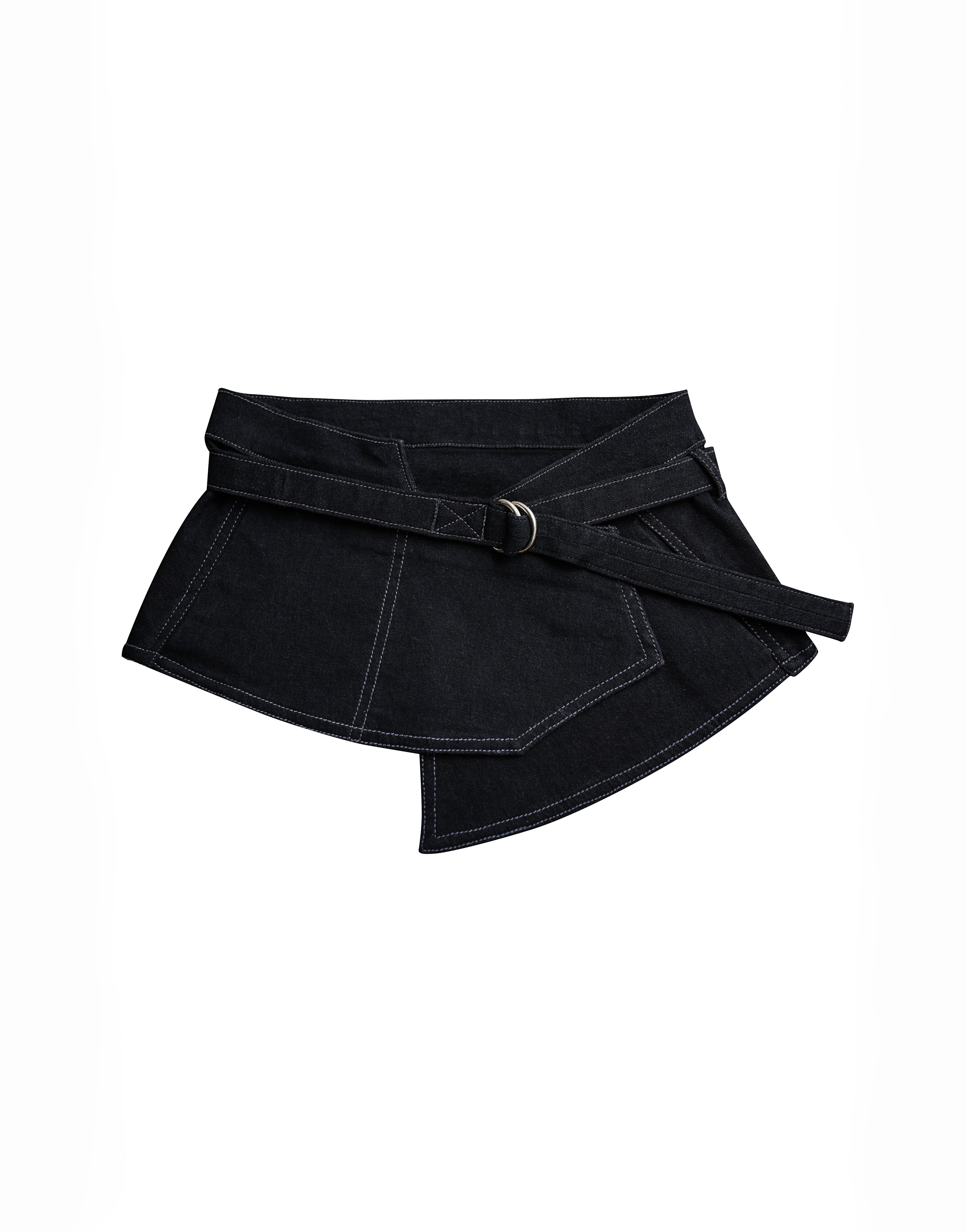 Black Denim Peplum Belt