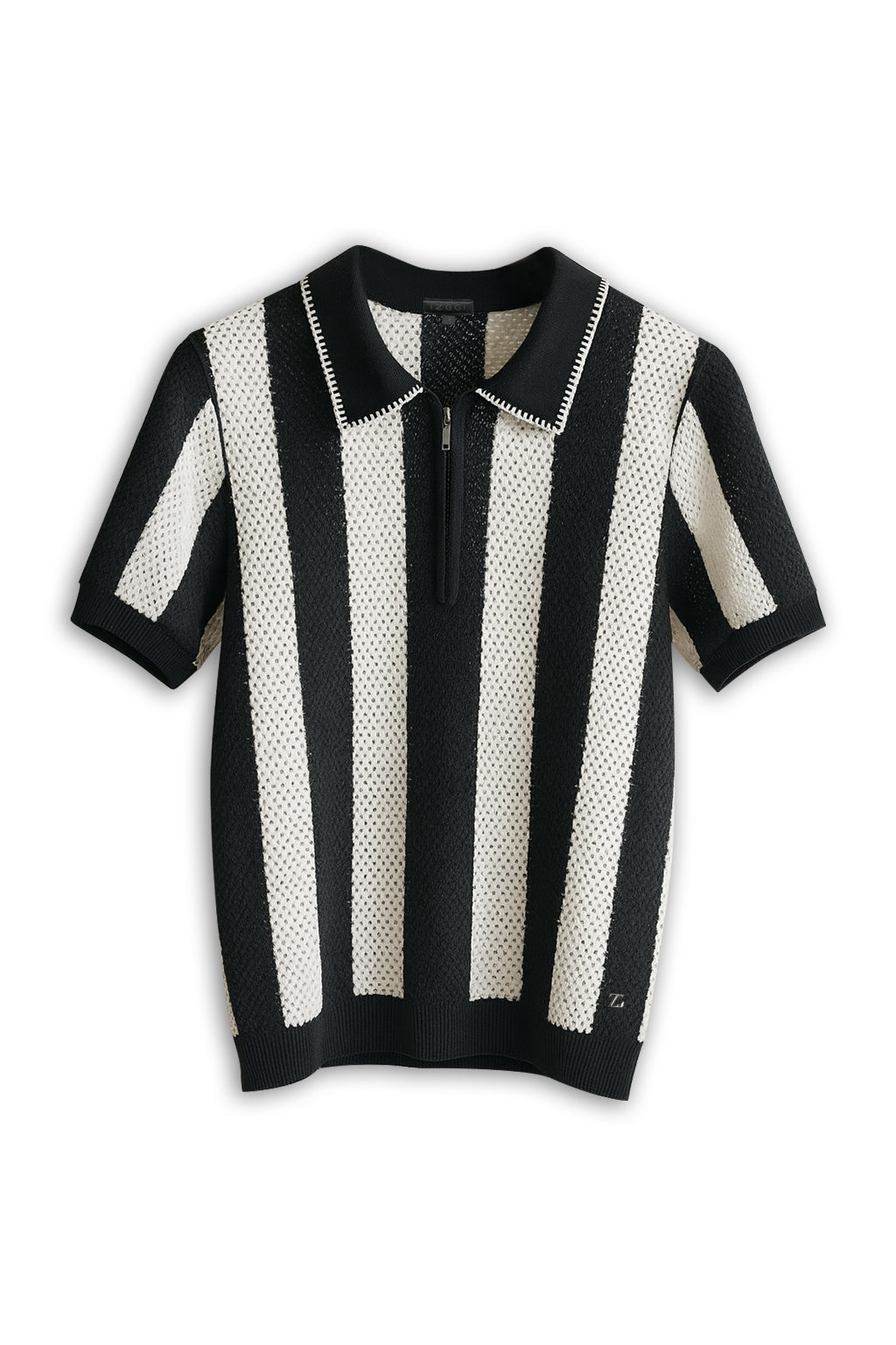 Monochrome Stripe Zip Polo