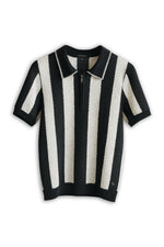 قميص بولو مخطط أحادي اللون بسحاب