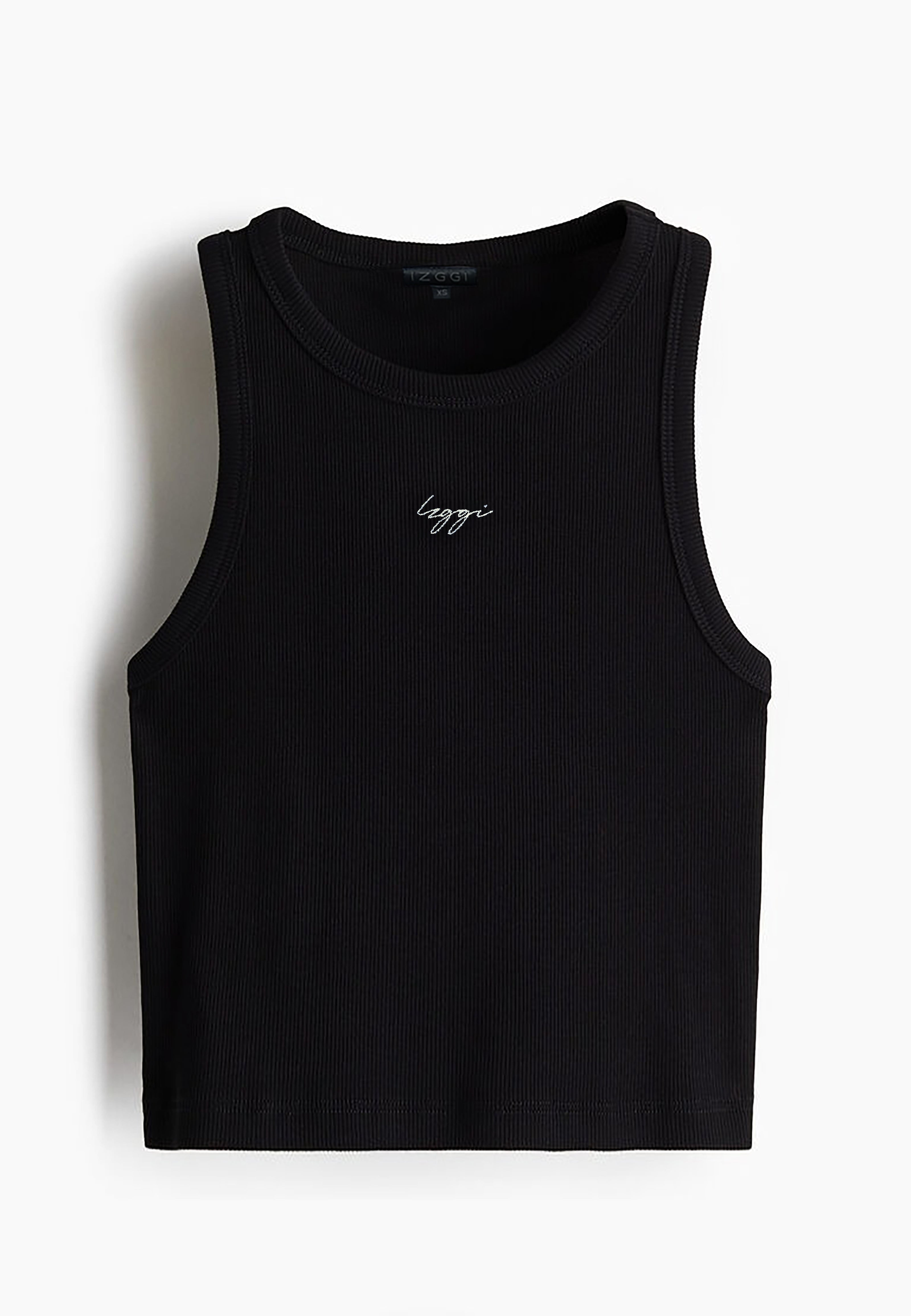 Black Ribbed Sleeveless Top