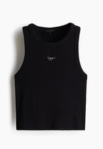 Black Ribbed Sleeveless Top