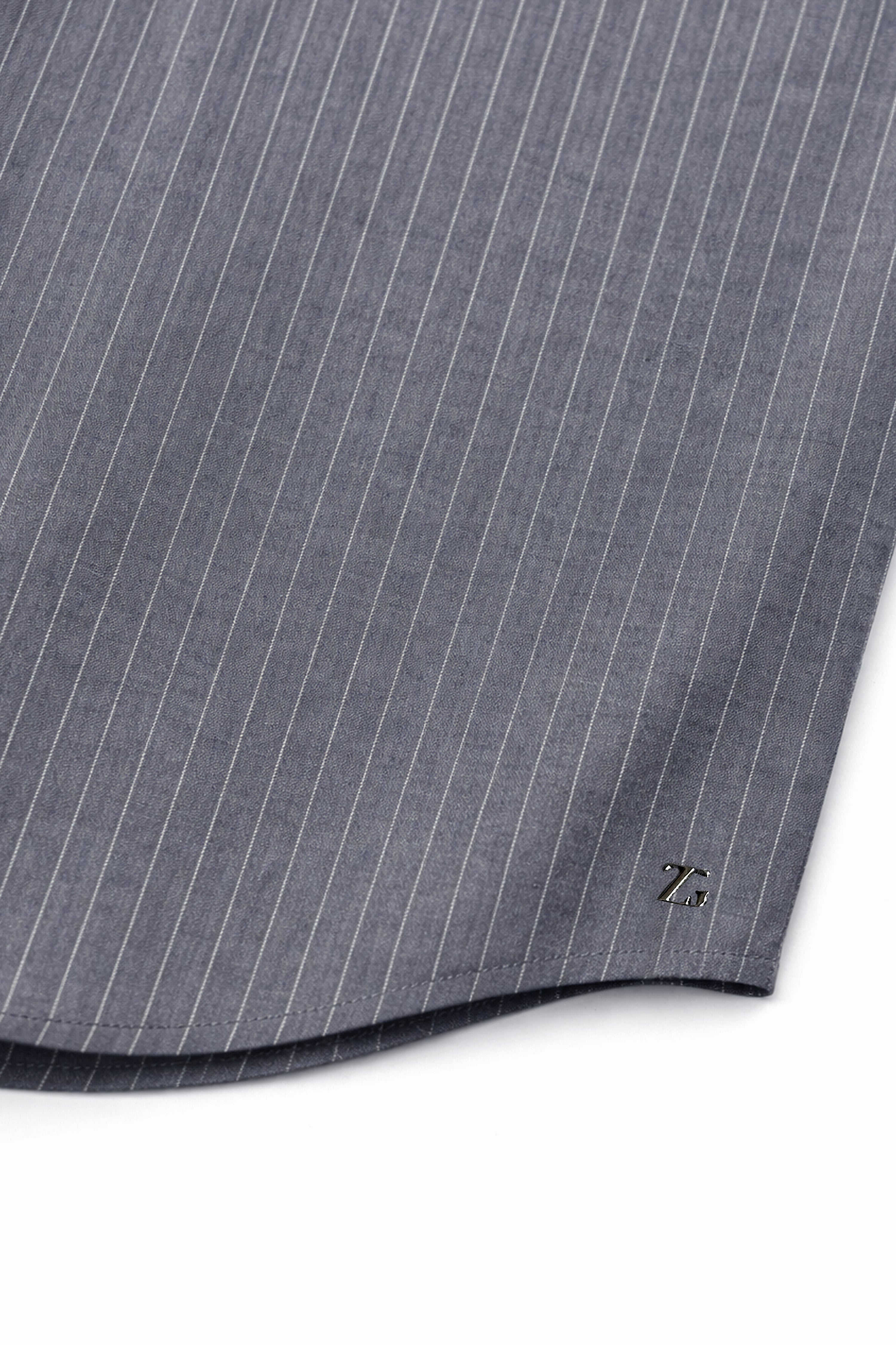 Grey Stripe Pink Panel Drawstring Shirt