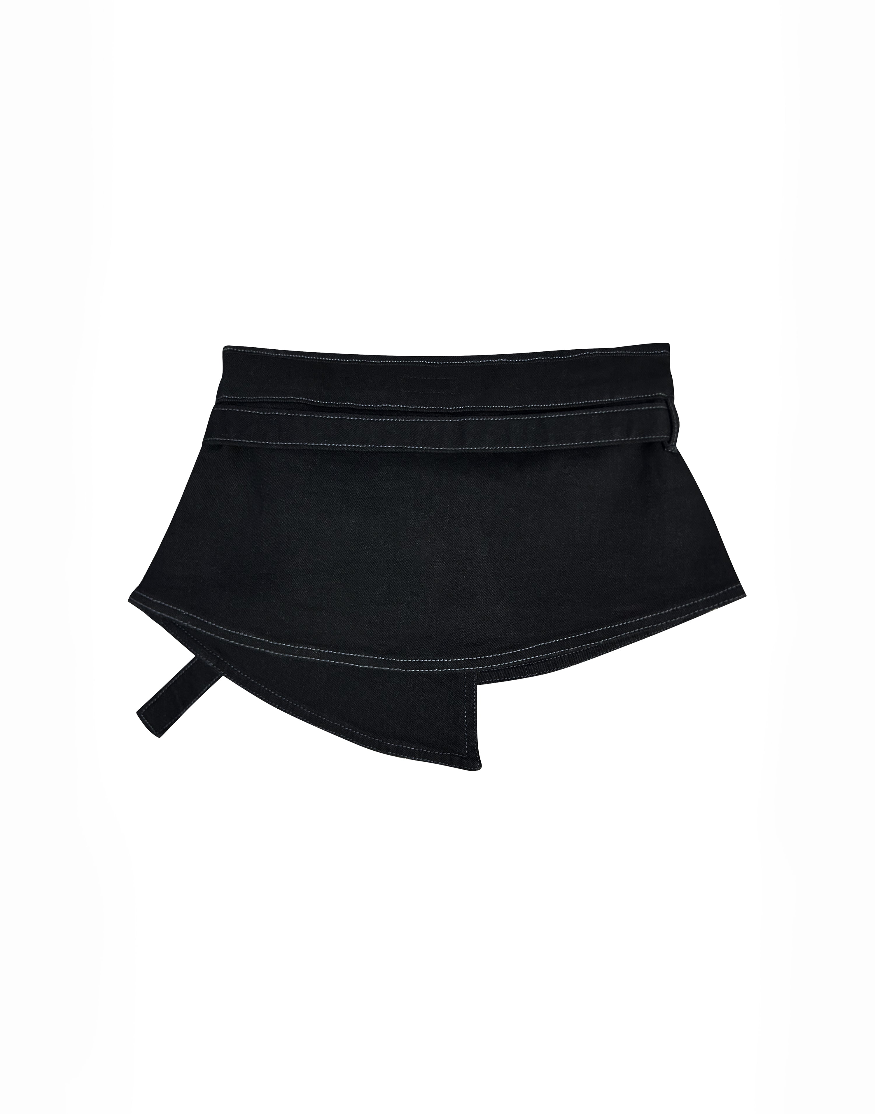 Black Denim Peplum Belt