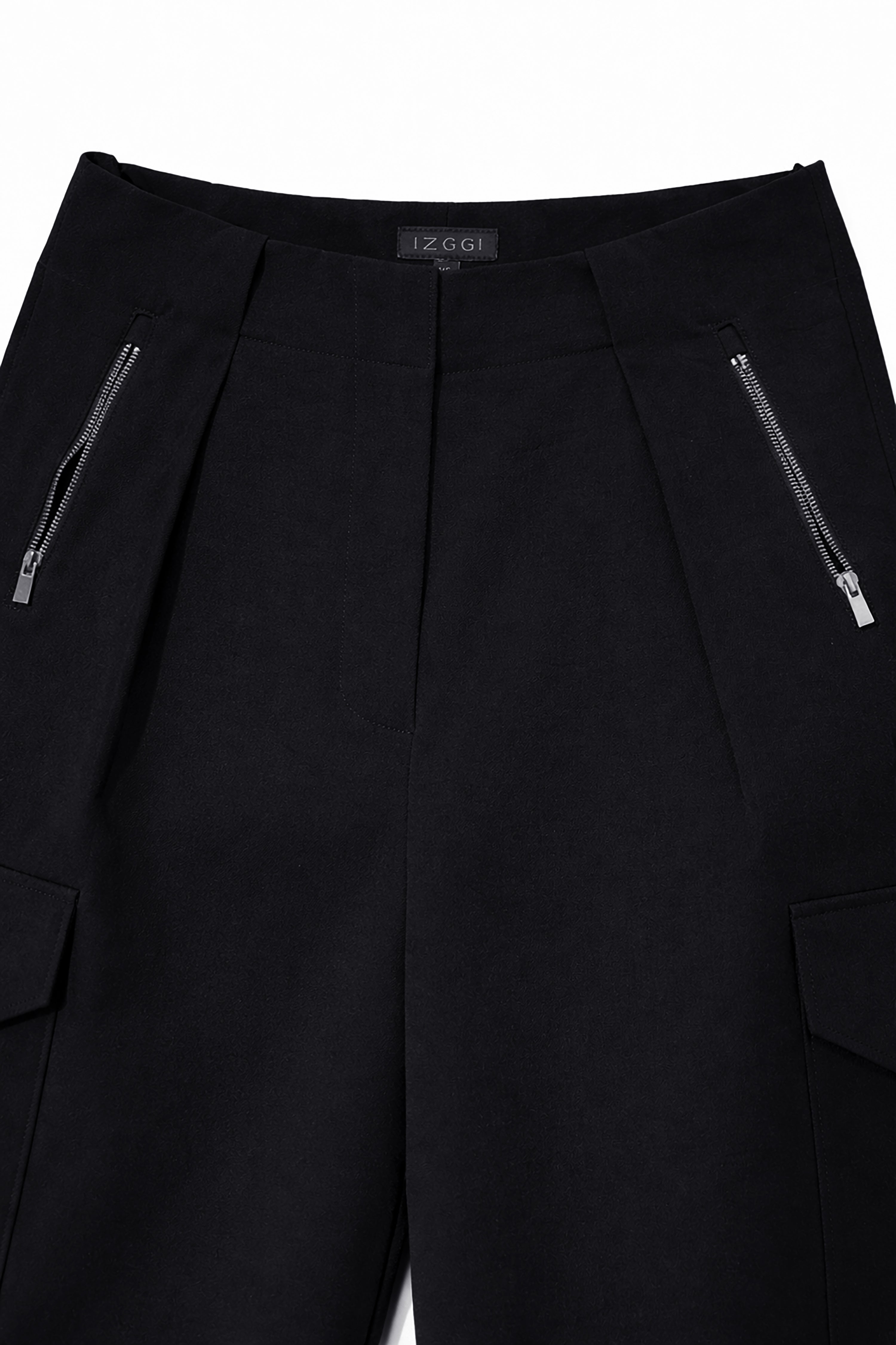 Black Utility  Barrel Cargo Trousers
