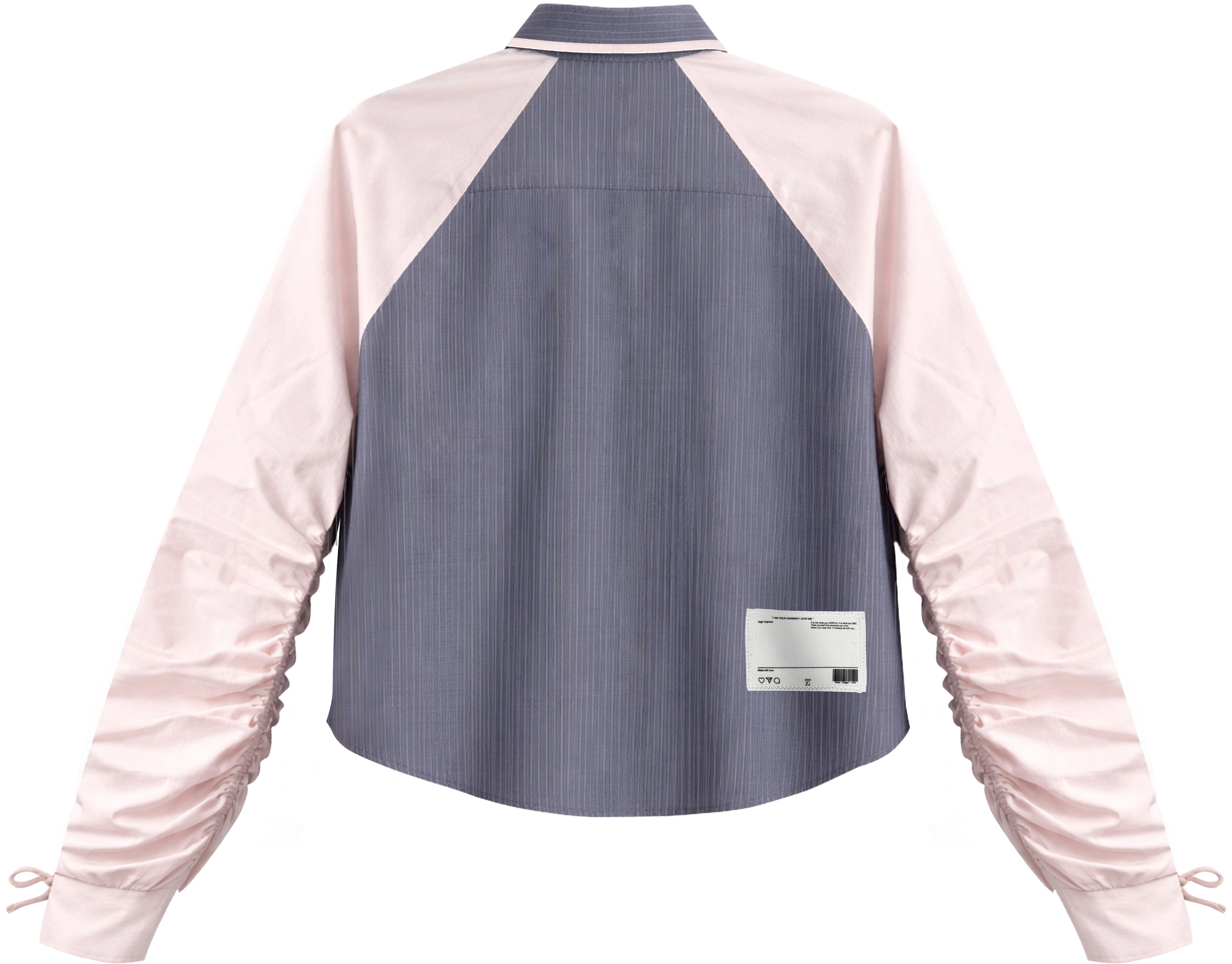 Grey Stripe Pink Panel Drawstring Shirt
