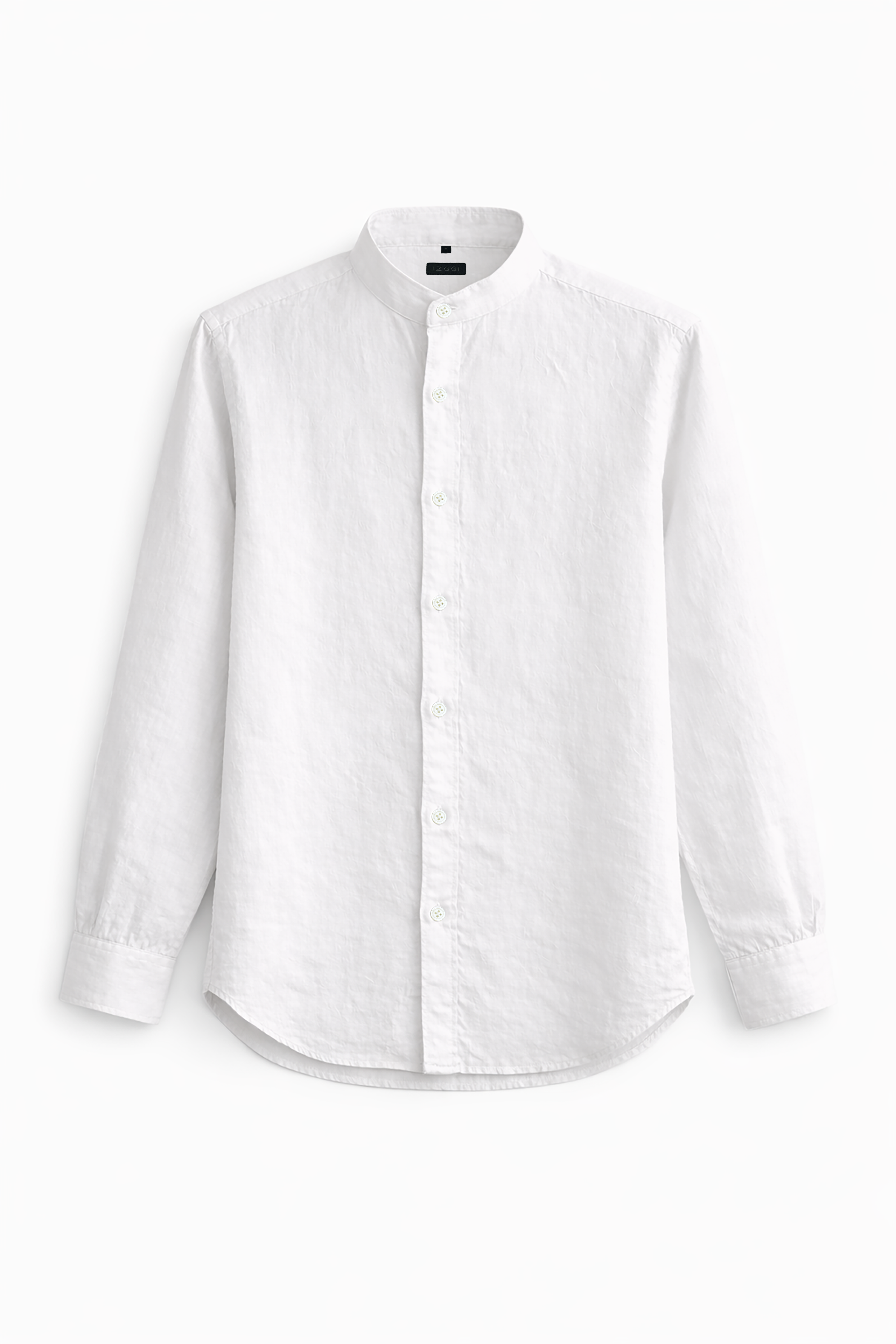 Chinese Collar Linen Shirt in Bone
