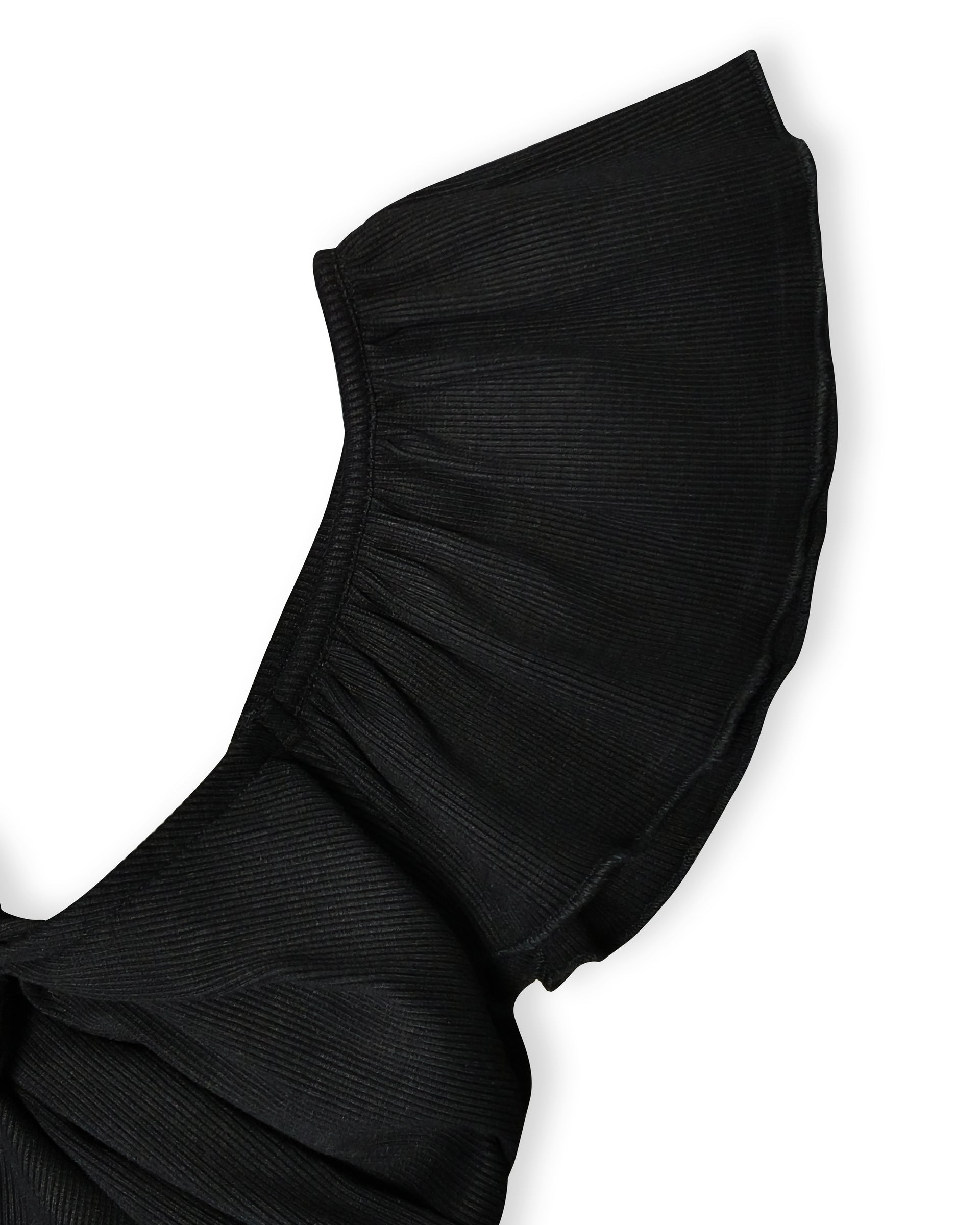 Front Knot Ribbed Crop Top in Black