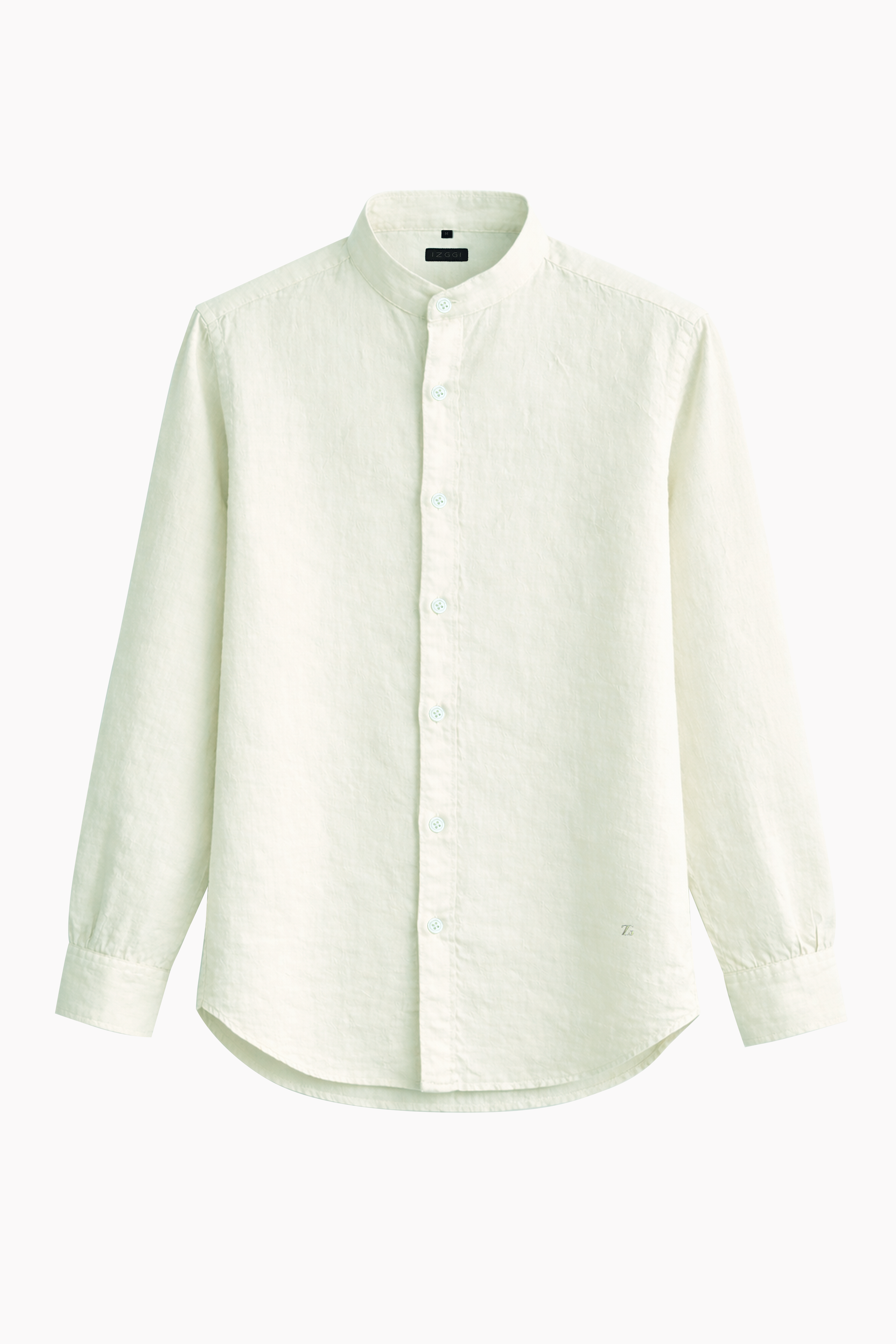 Chinese Collar Linen Shirt in Ice Blue