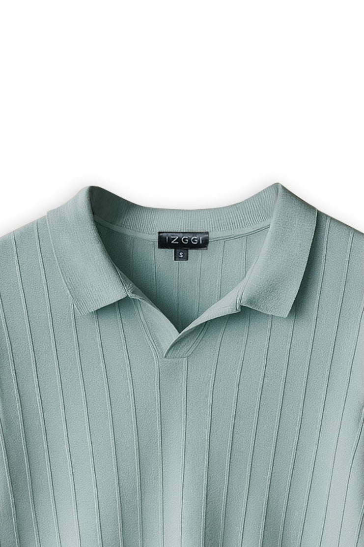Mist Ribbed Knit Polo