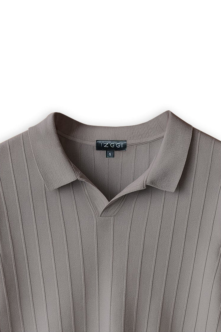 Stone Ribbed Knit Polo