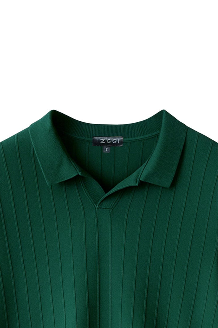 Forest Ribbed Knit Polo