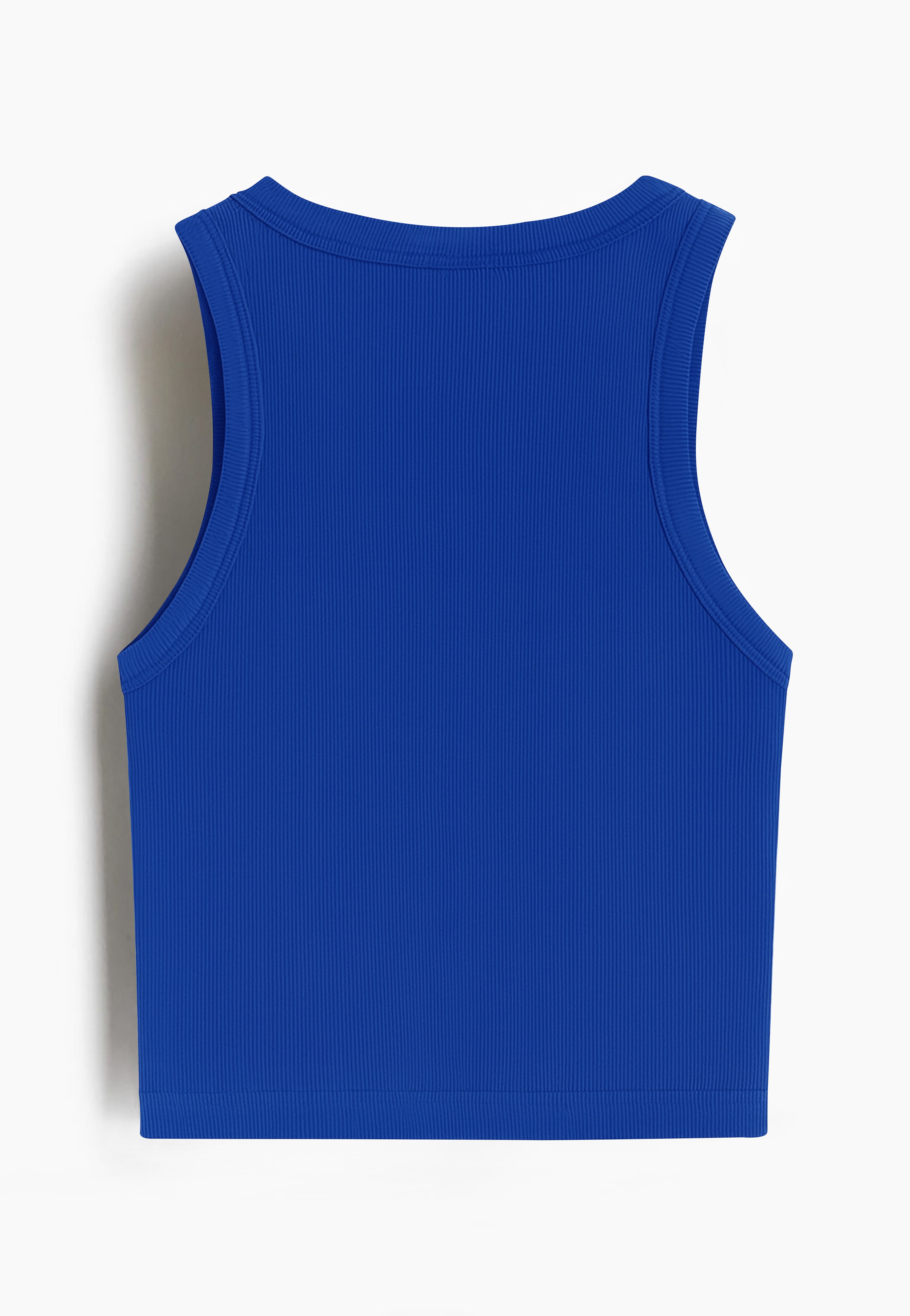 Blue Ribbed Sleeveless Top