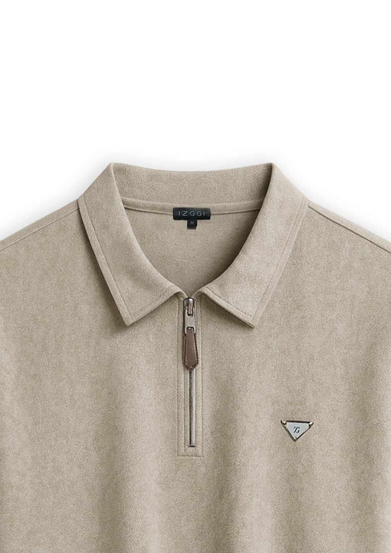 Sand Luxe Zip Polo
