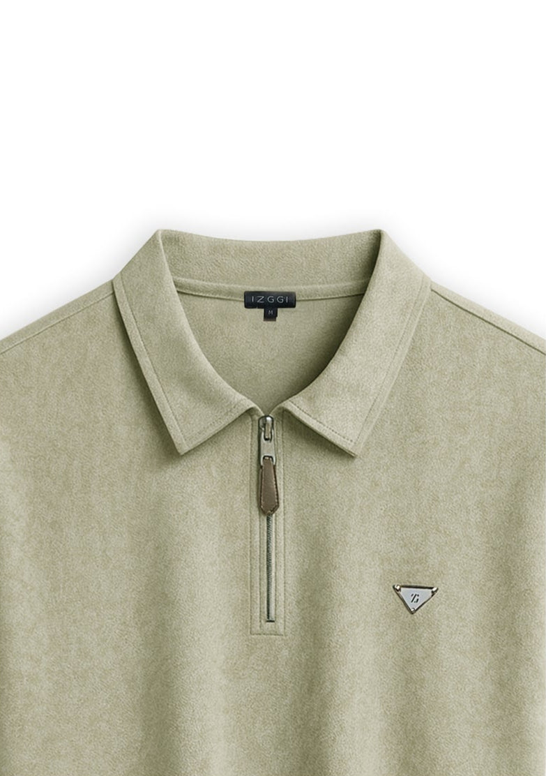 Sage Luxe Zip Polo