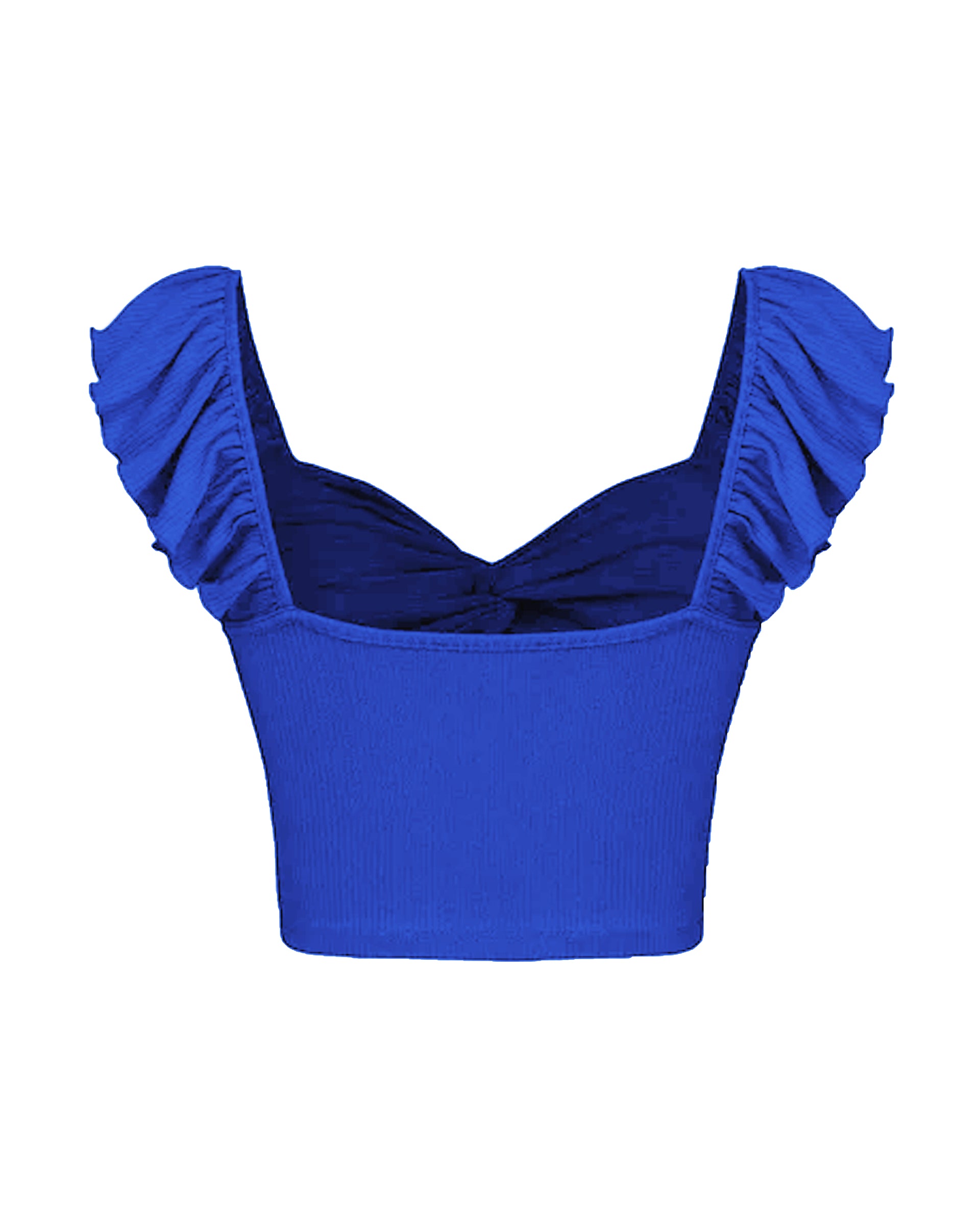Front Knot Ribbed Crop Top in Blue