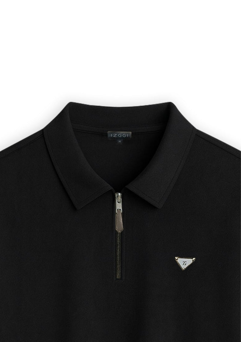 Noir Luxe Zip Polo