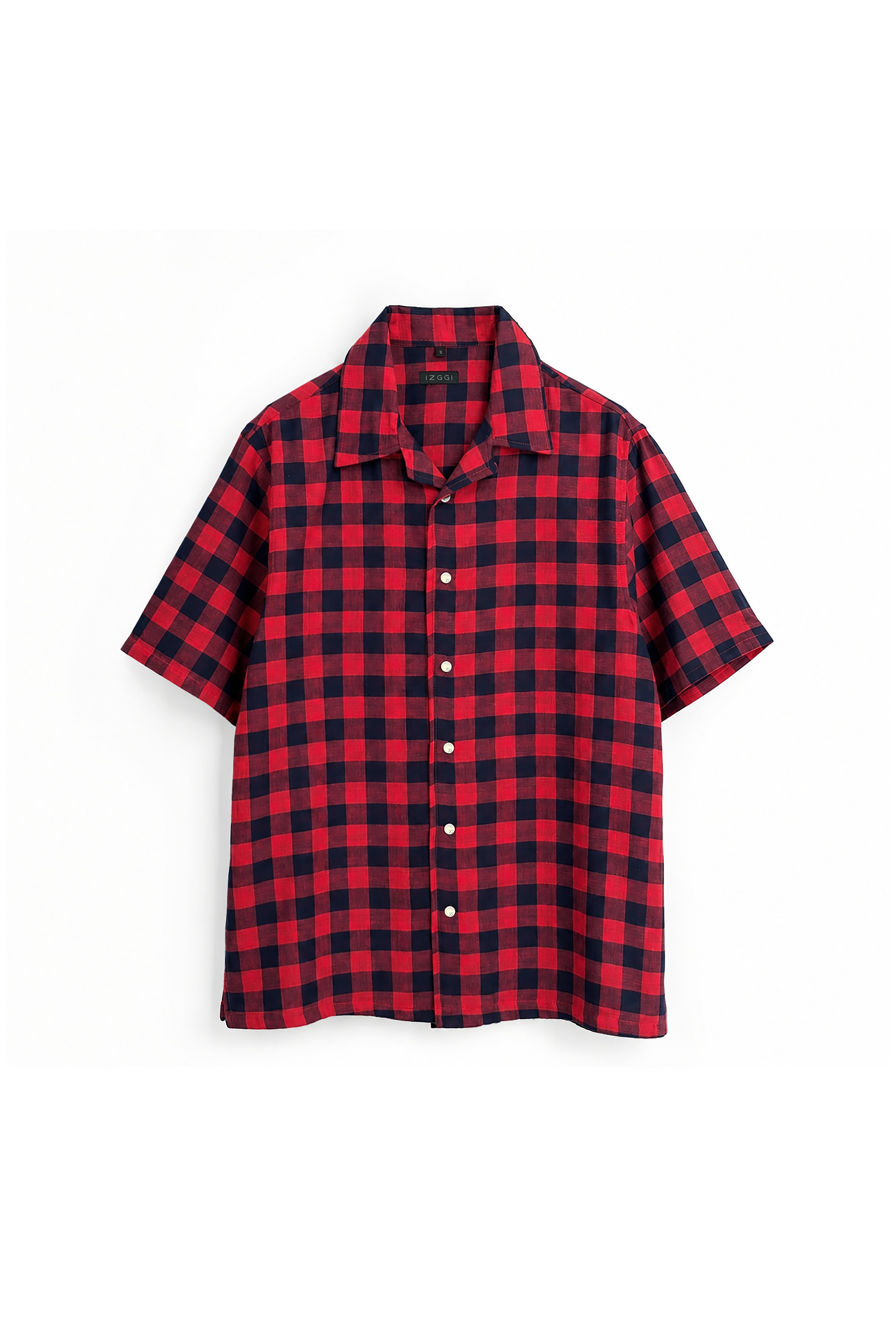 Red Gingham Cotton Double Batman Shirt