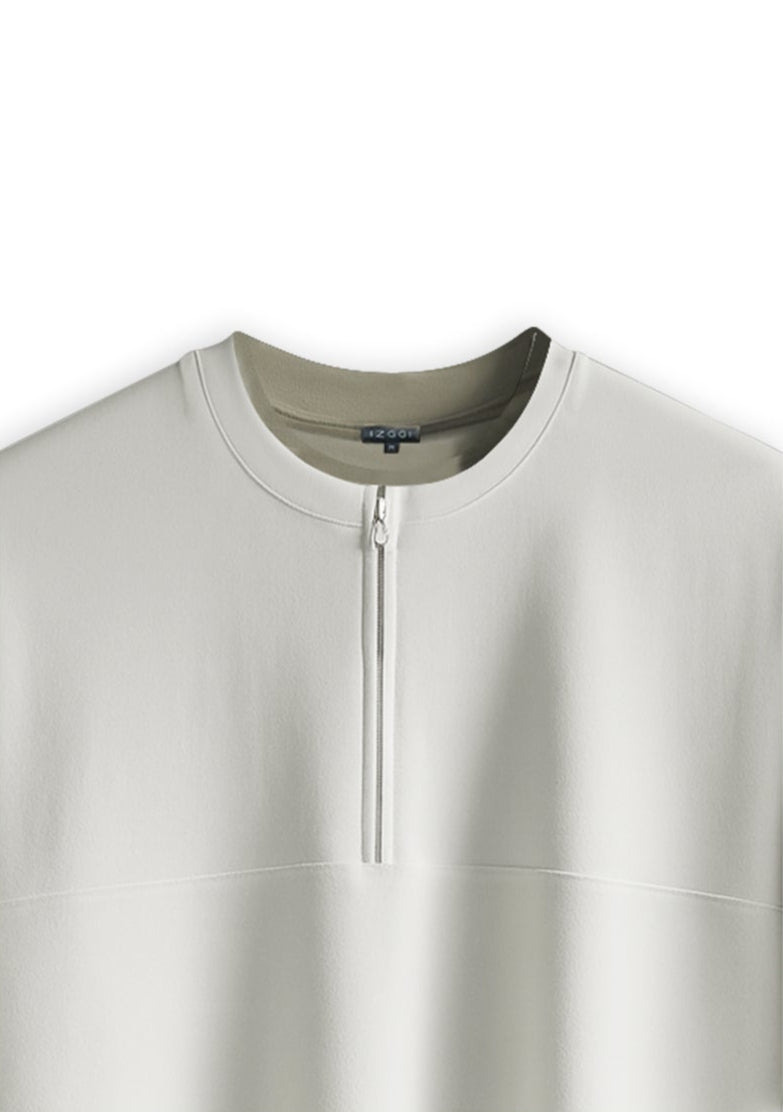 Ivory Zip Crew Tee