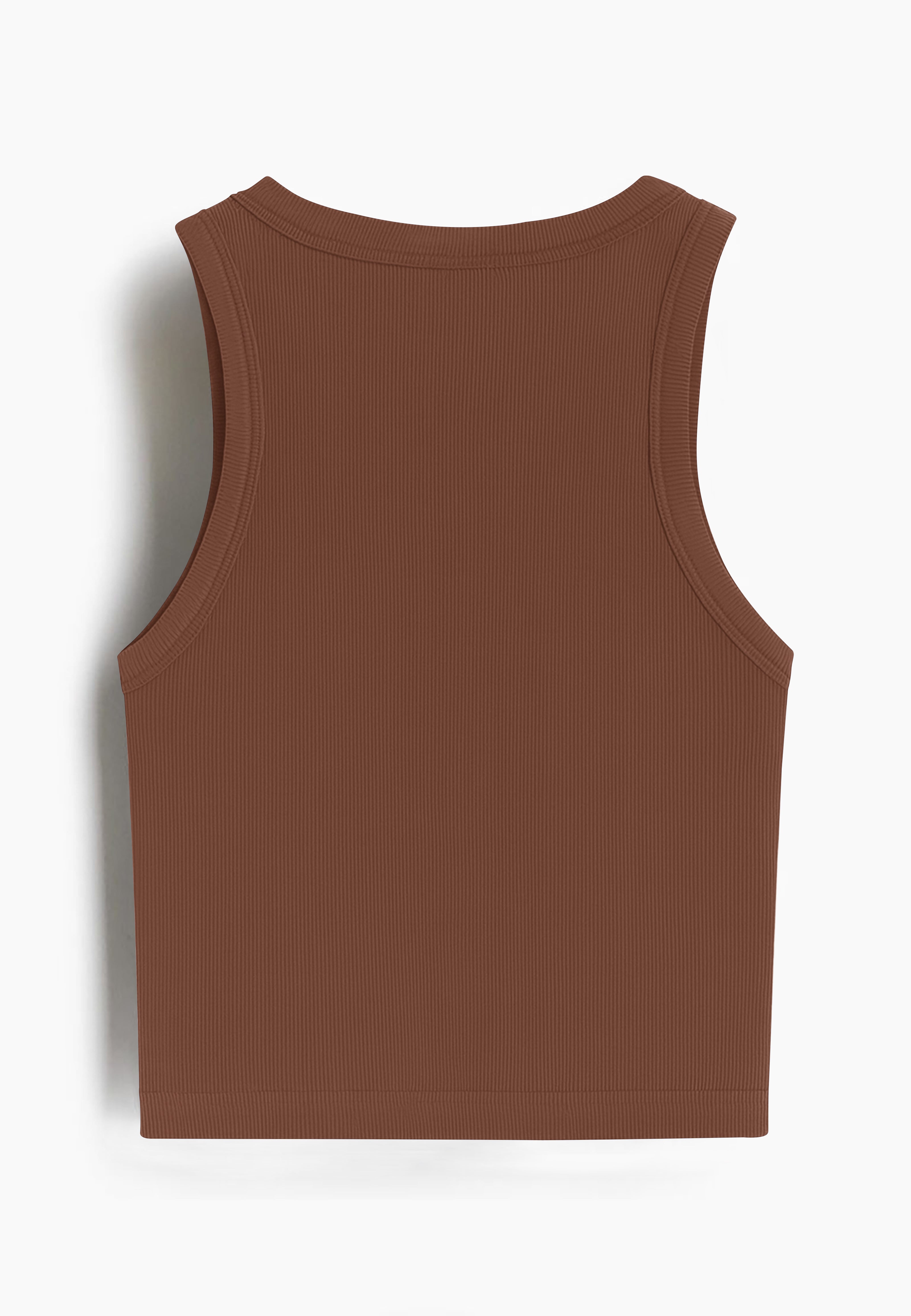 Brown Ribbed Sleeveless Top