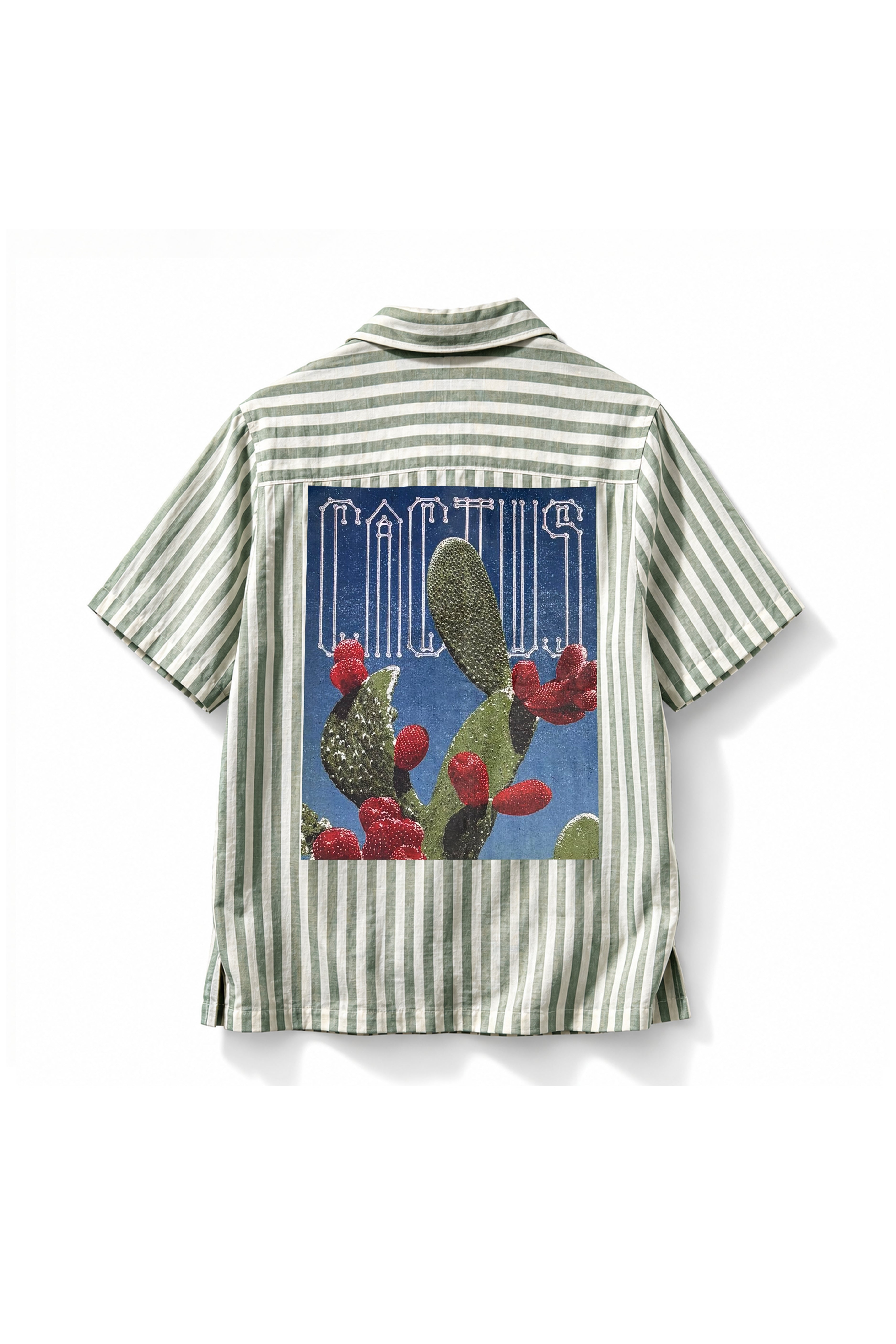 Green Stripe Cotton Stretch Cactus Shirt