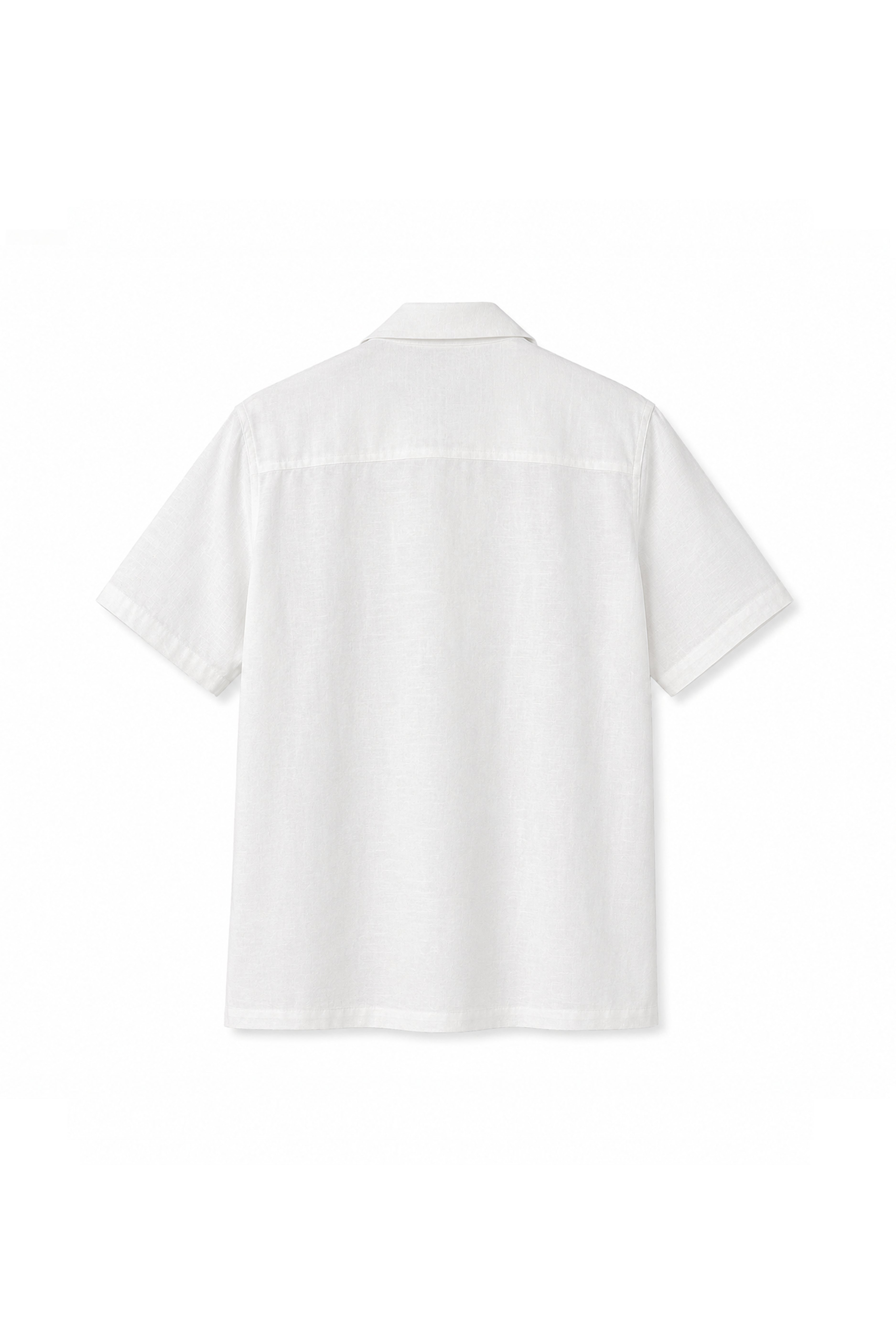 White Cotton Crimson Border Embroidery Shirt