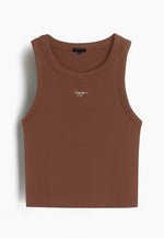 Brown Ribbed Sleeveless Top