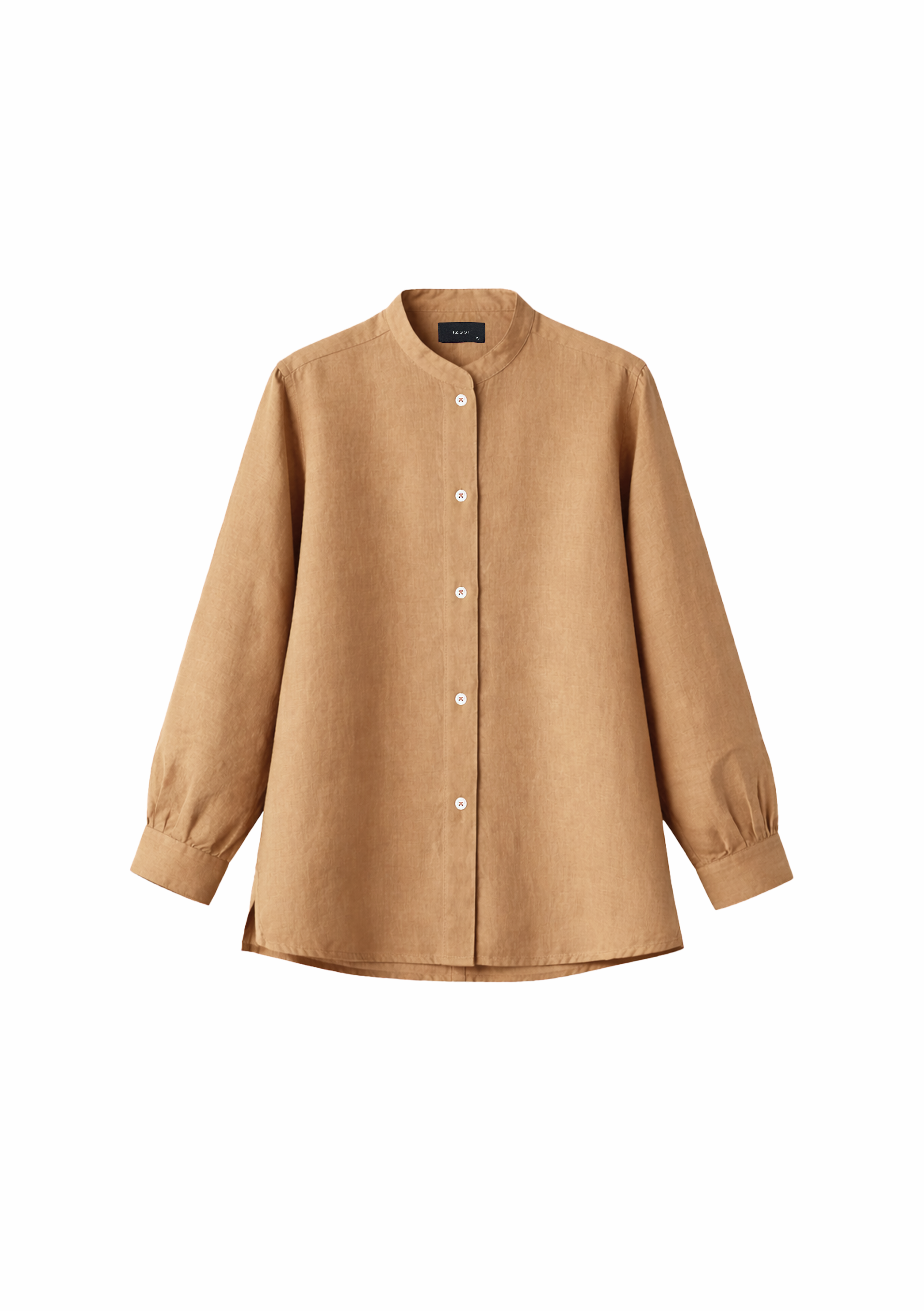 Elm Chinese Collar Linen Shirt in Taupe