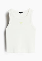 White Ribbed Sleeveless Top