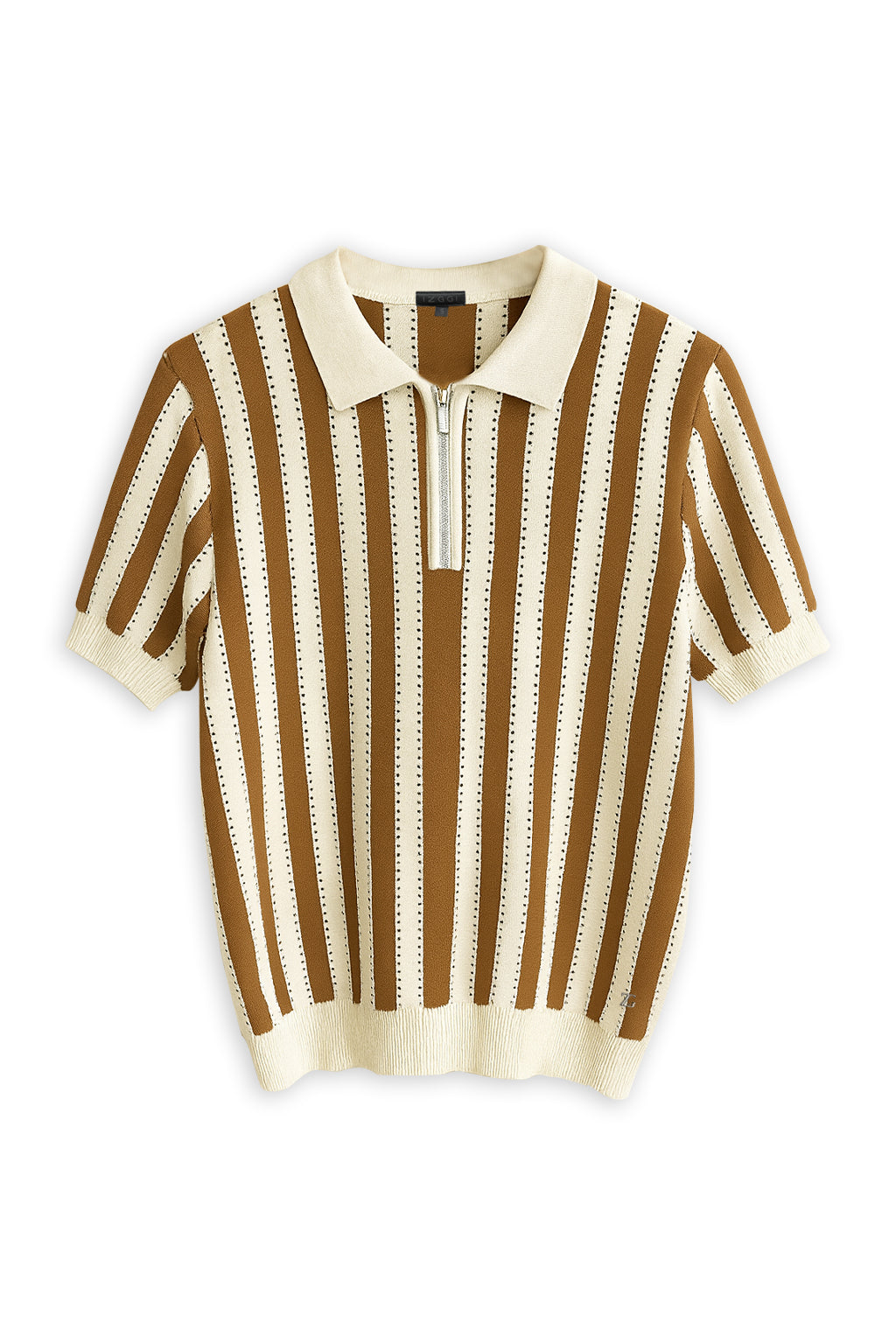 Sandstone Stripe Zip Polo