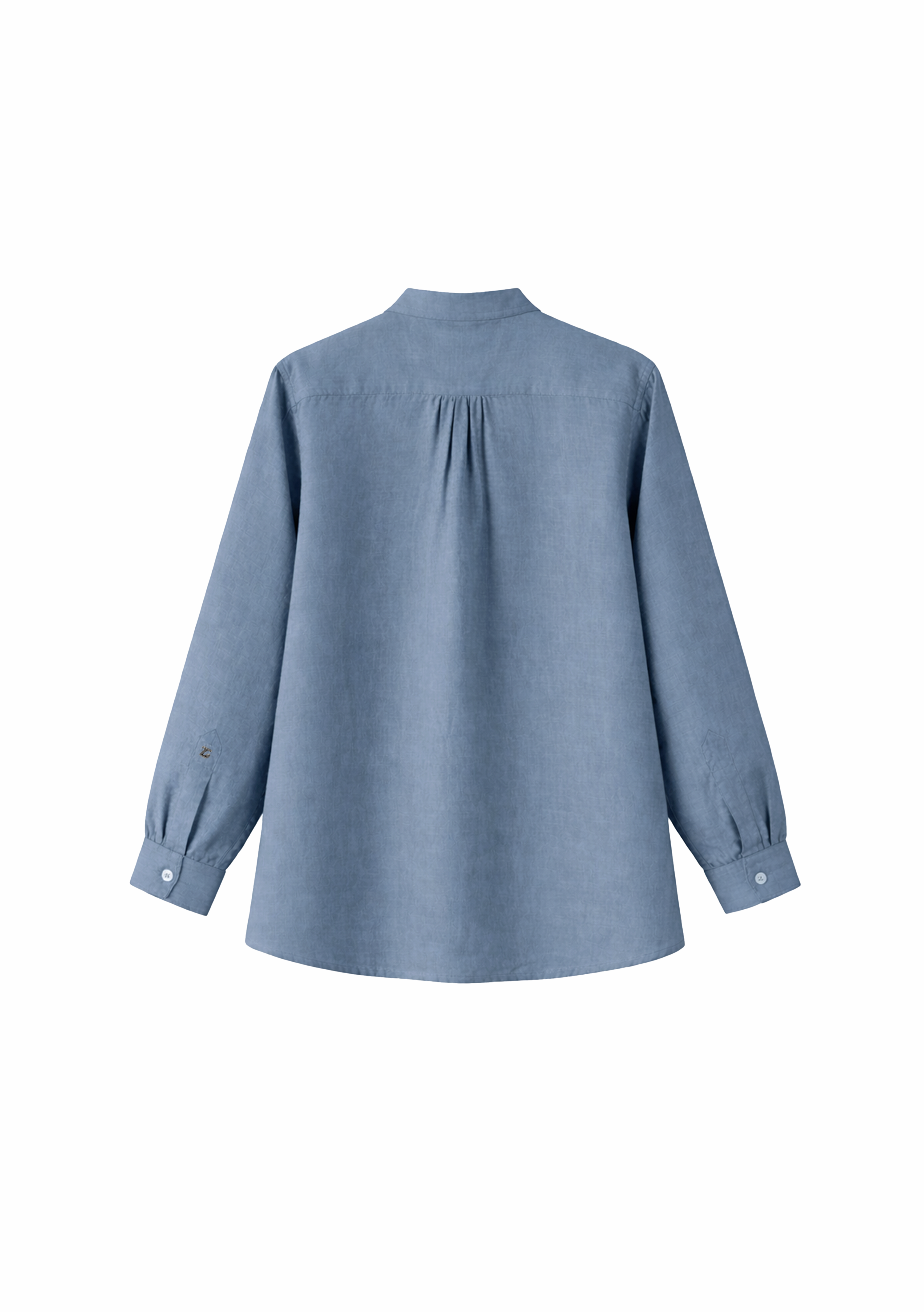 Elm Chinese Collar Linen Shirt in Steel Blue