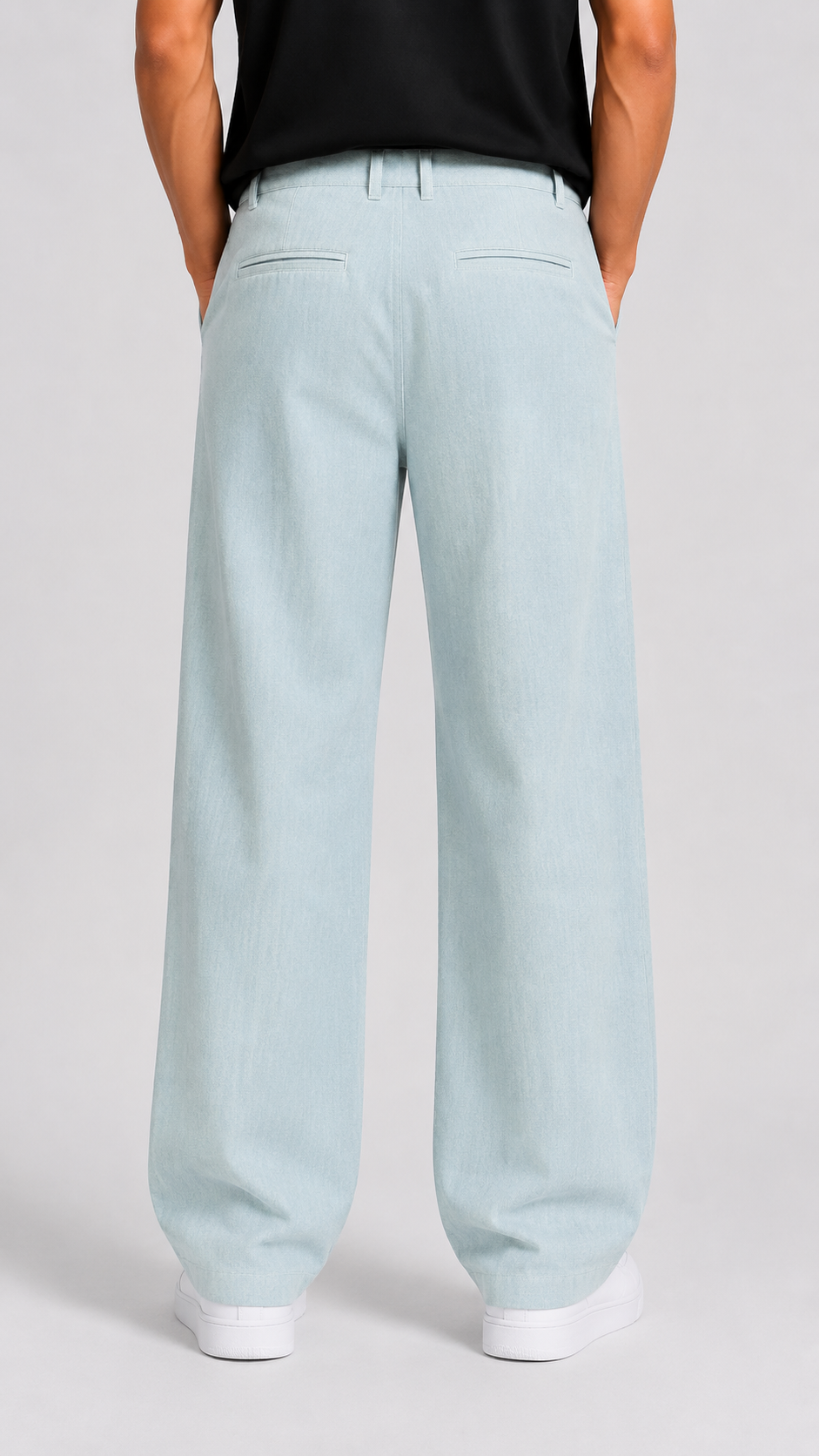 Ice Blue Cotton Slub Trousers