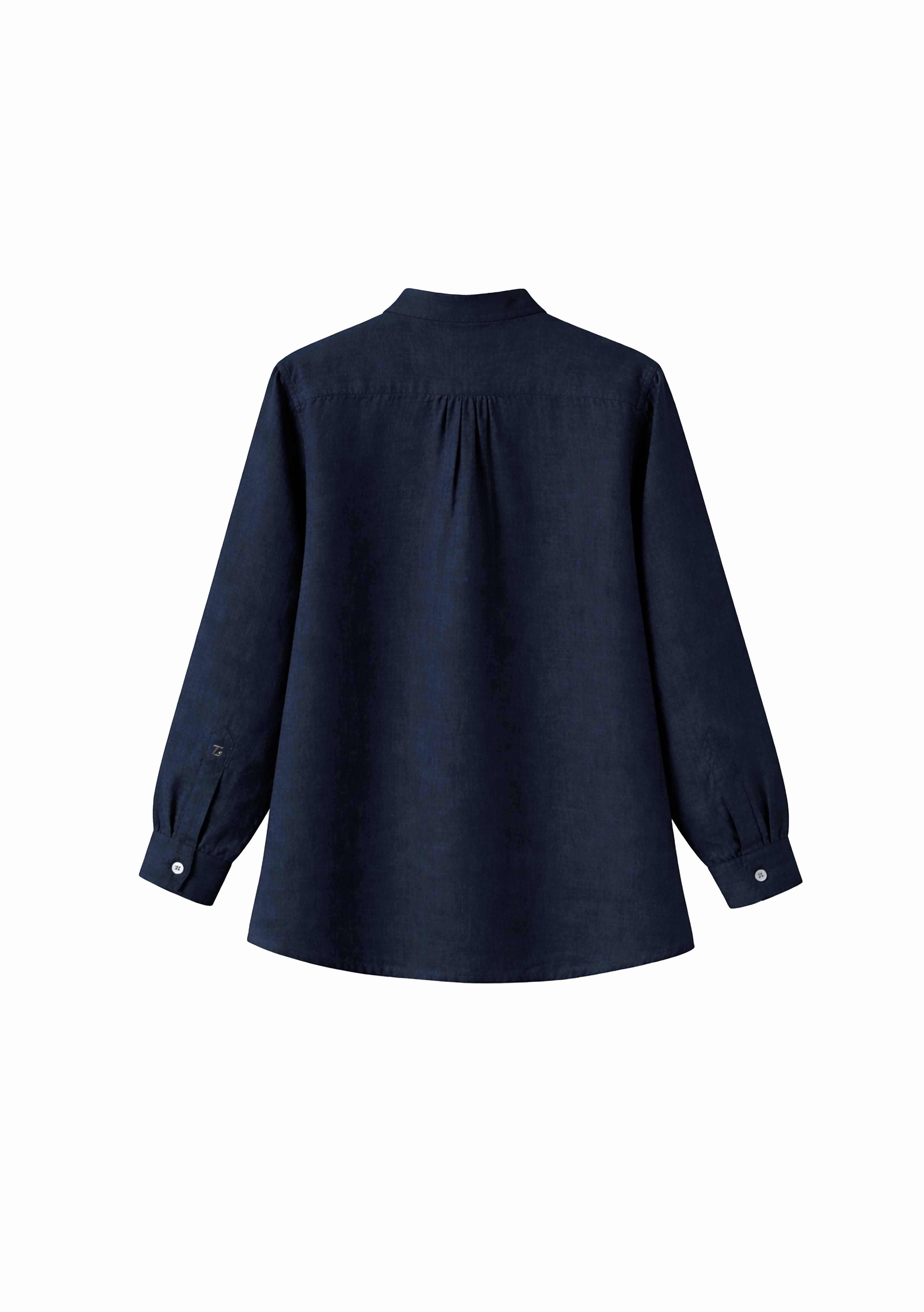 Elm Chinese Collar Linen Shirt in Midnight Blue