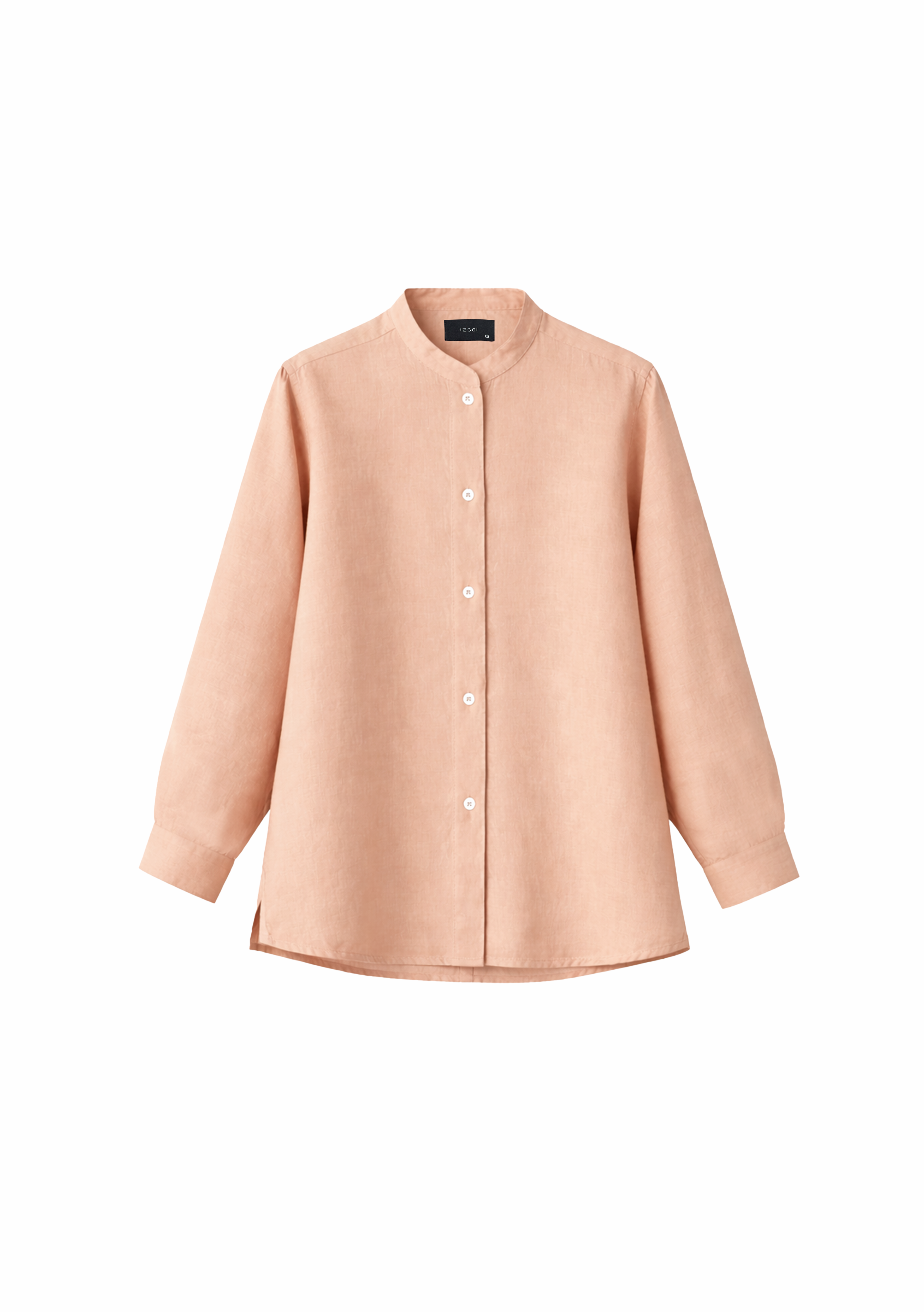 Elm Chinese Collar Linen Shirt in Powder Puff