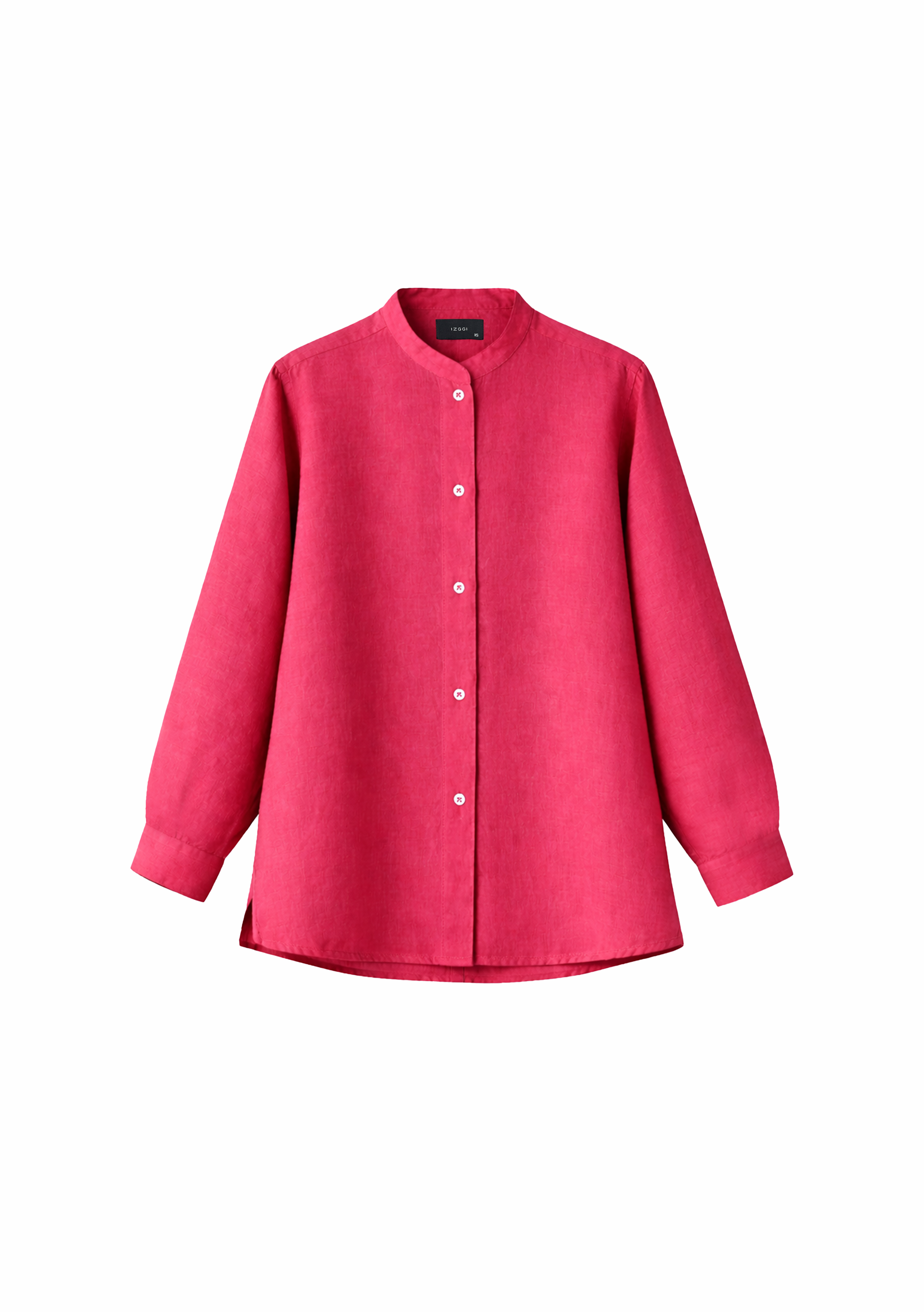 Elm Chinese Collar Linen Shirt in Berry