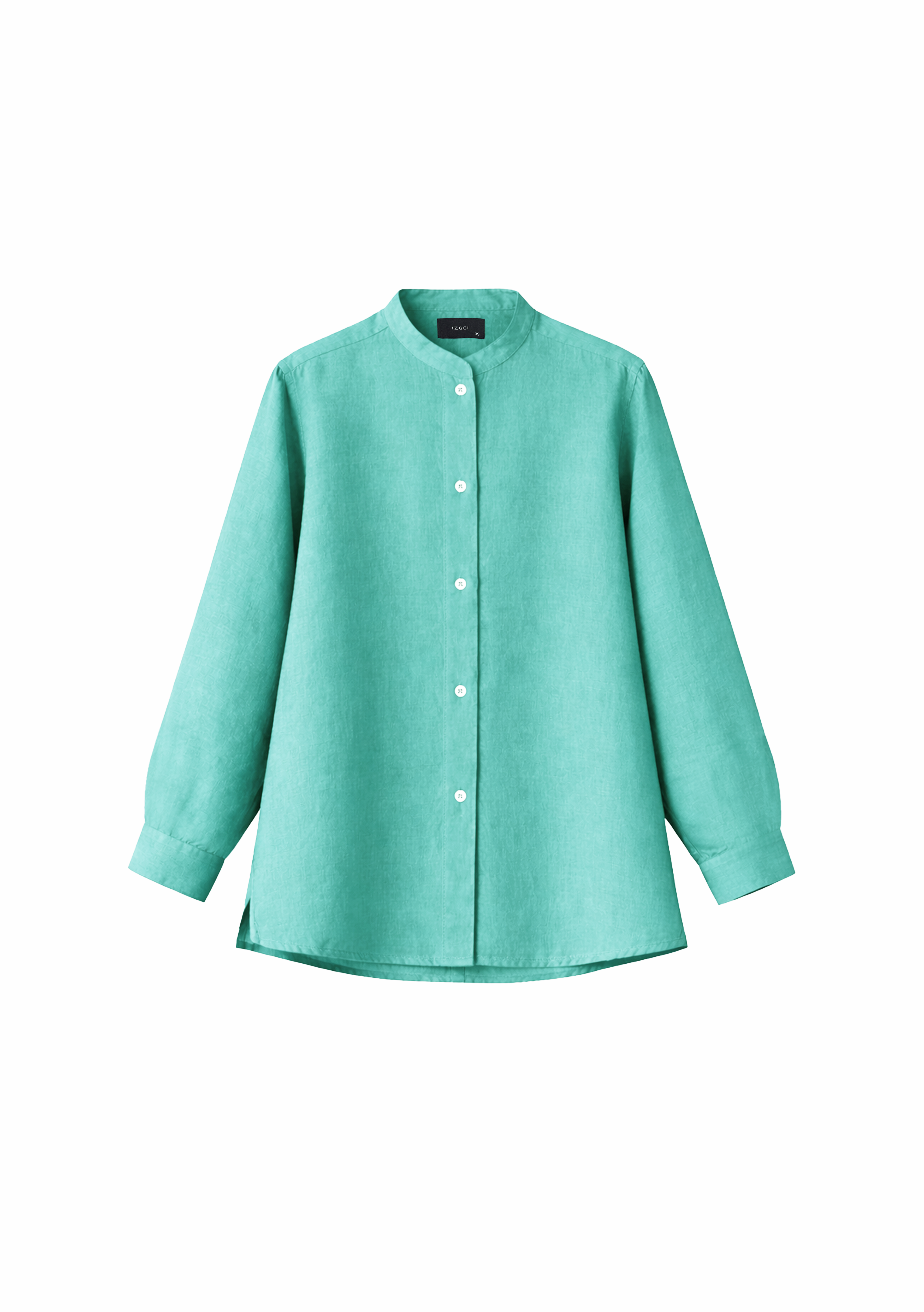 Elm Chinese Collar Linen Shirt in Lagoon