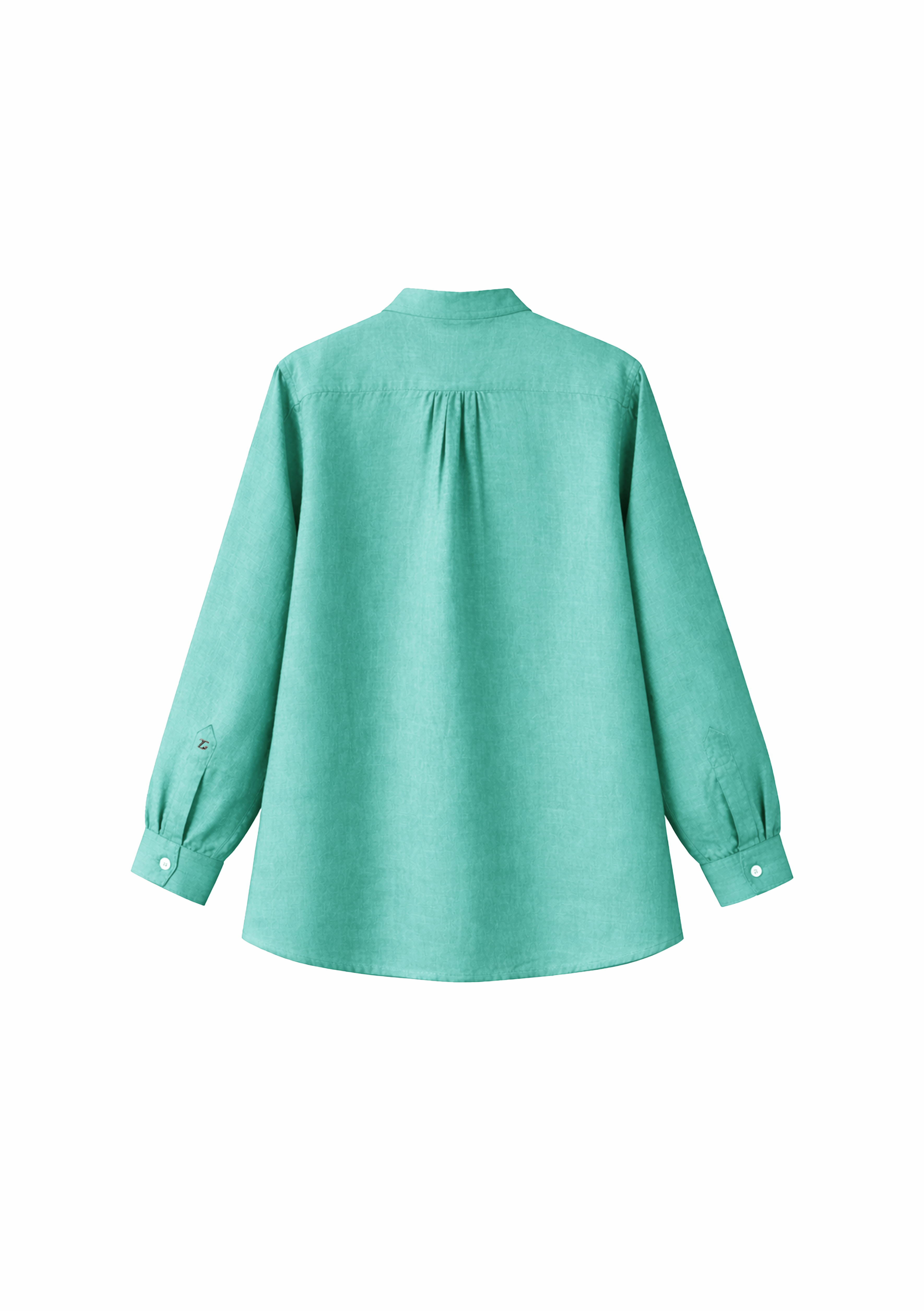 Elm Chinese Collar Linen Shirt in Lagoon