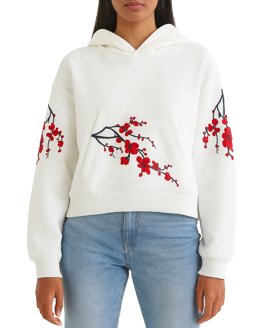 Winter Sakura CROP Hoodie