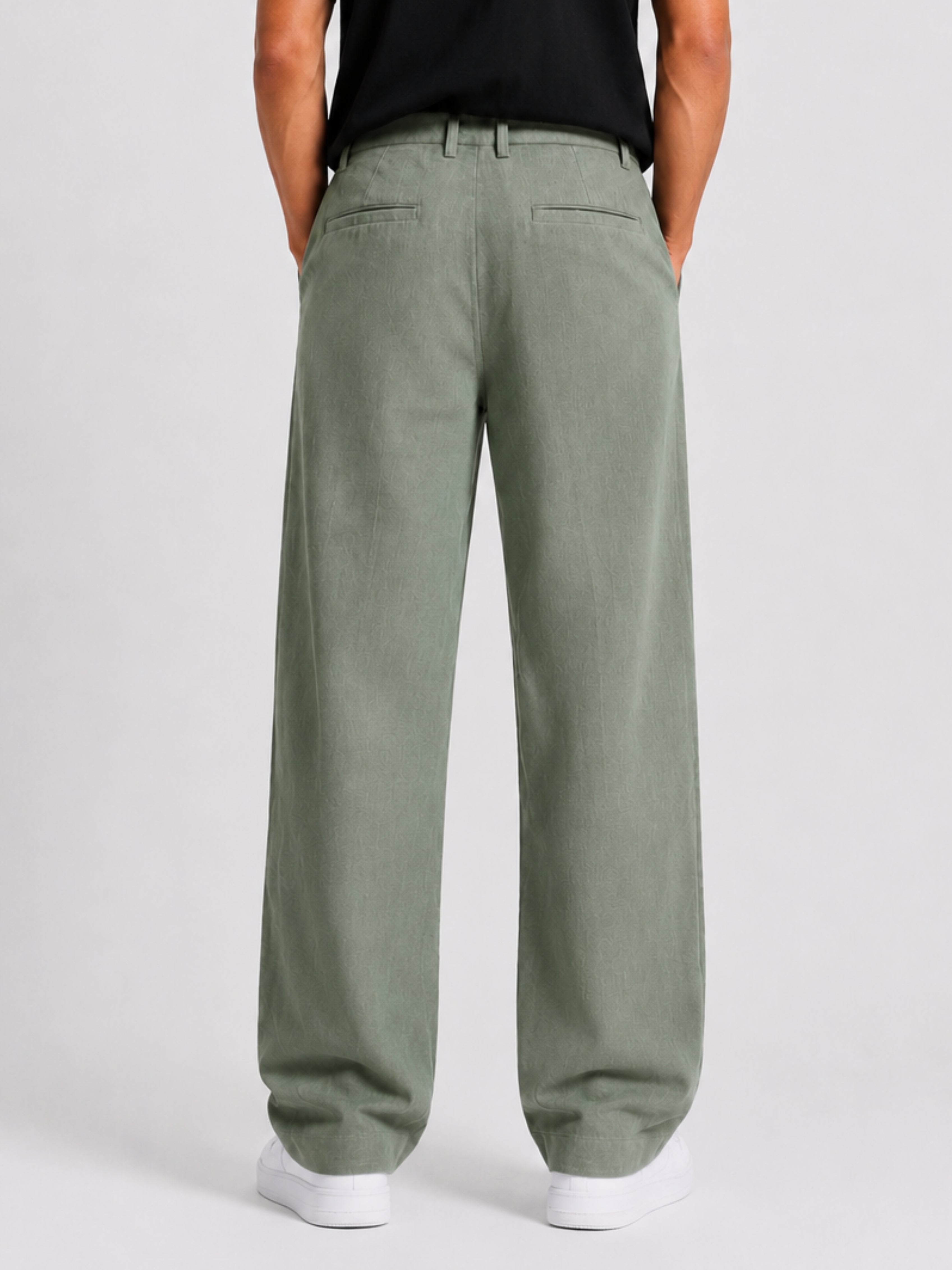 Green Cotton Slub Trousers