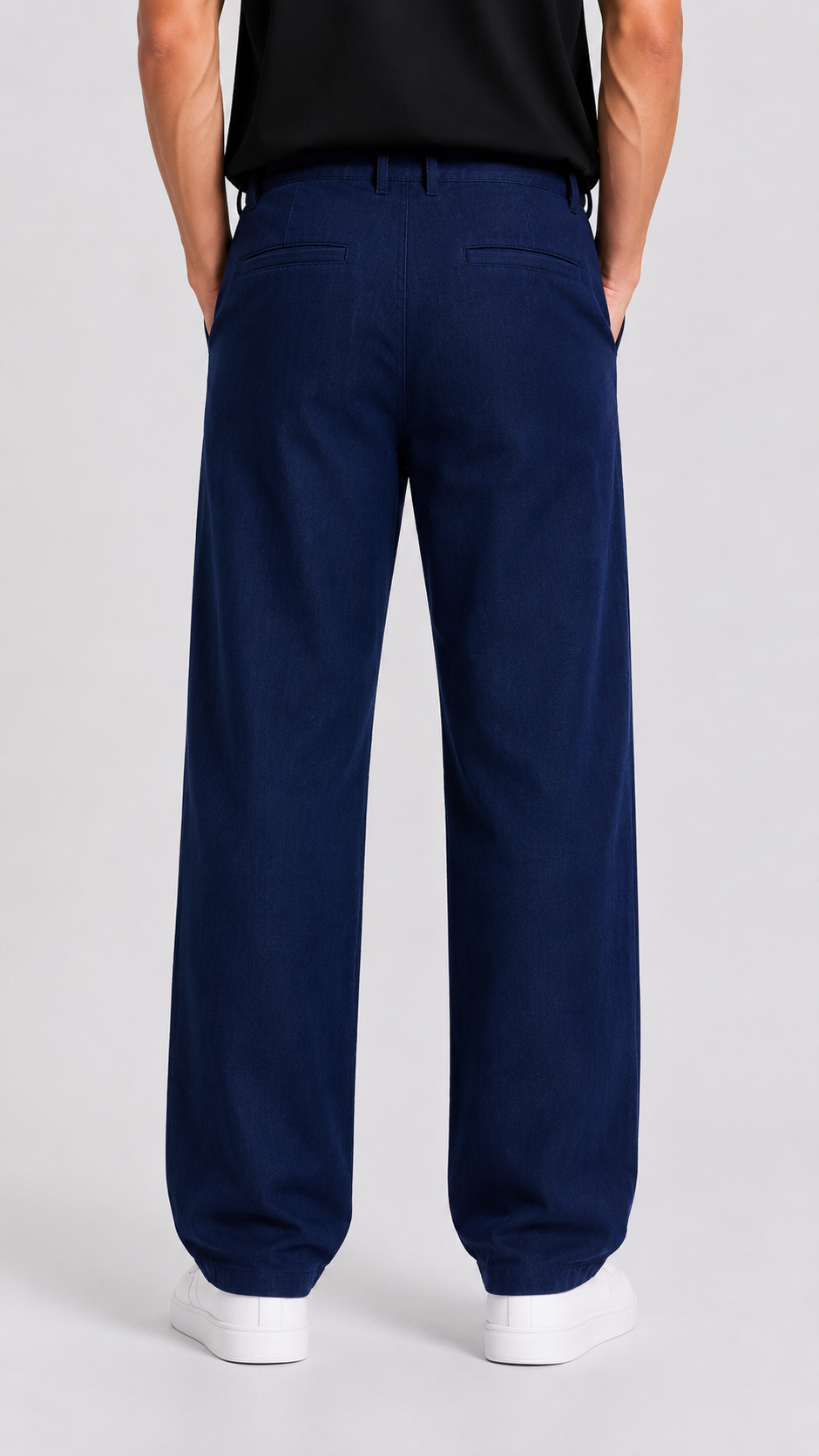 Navy Blue Cotton Slub Trousers