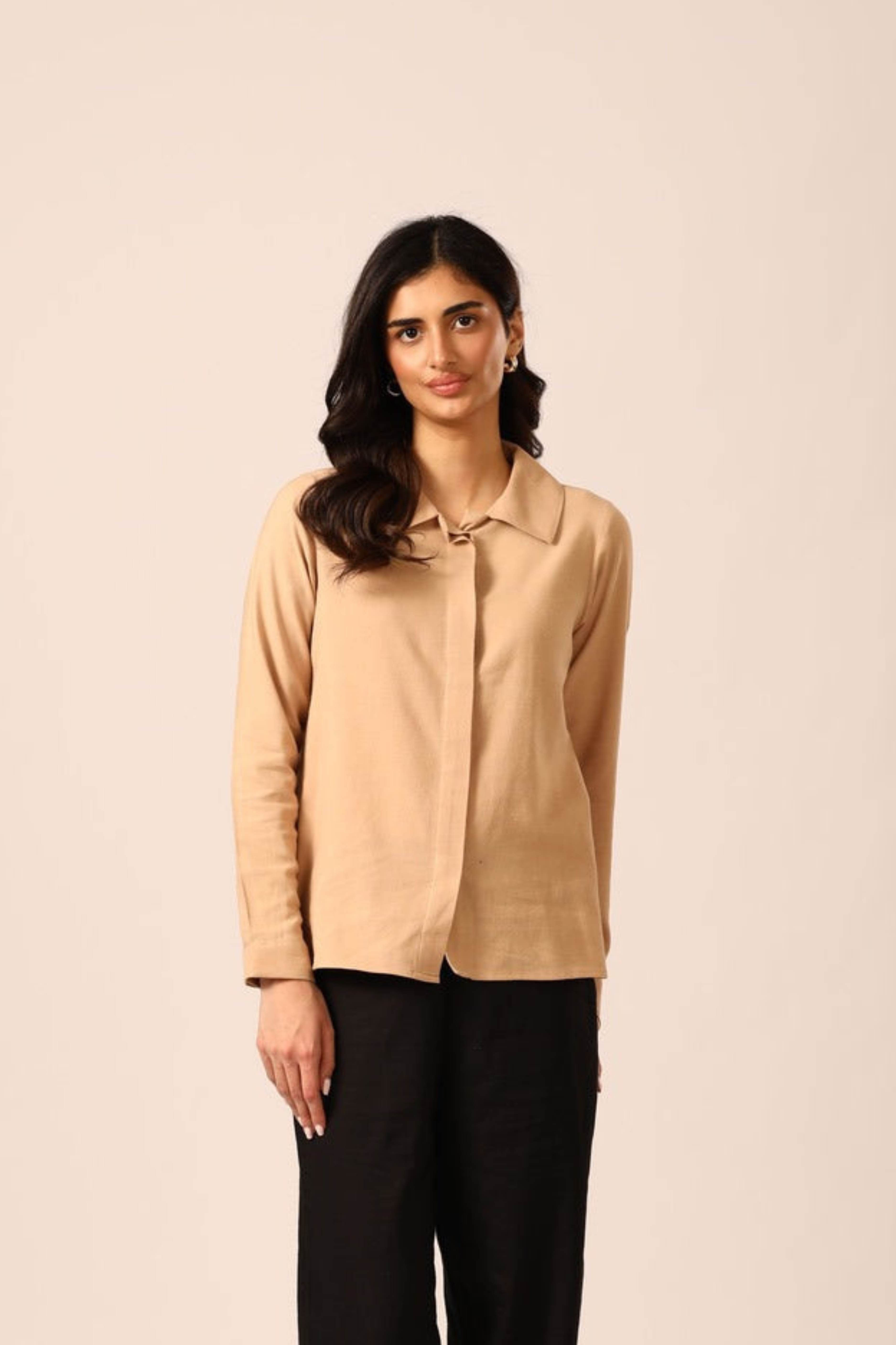 Bria A-line Linen Shirt in Flesh