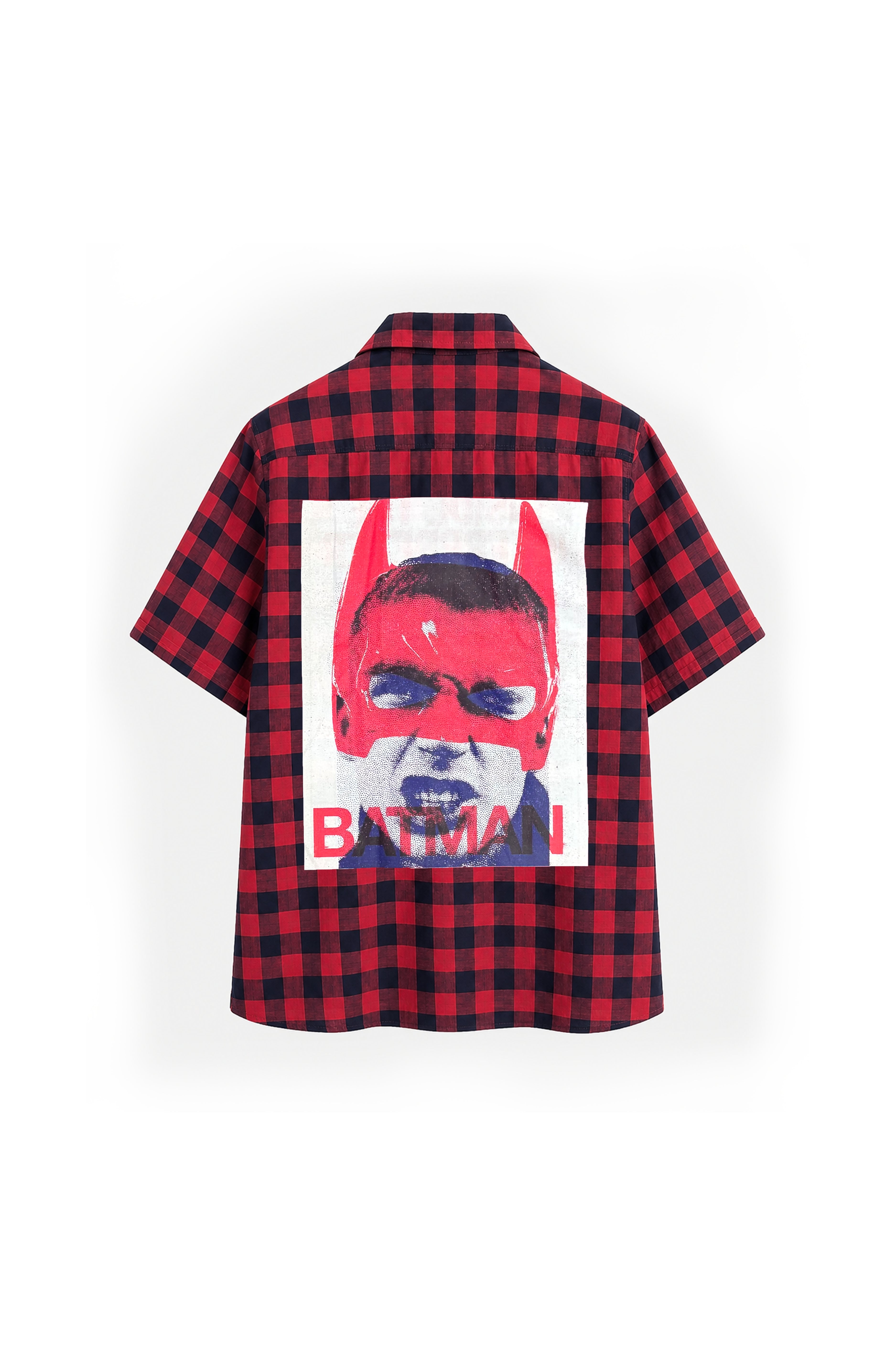 Red Gingham Cotton Double Batman Shirt