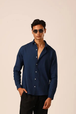 Linen Shirt in Midnight Blue