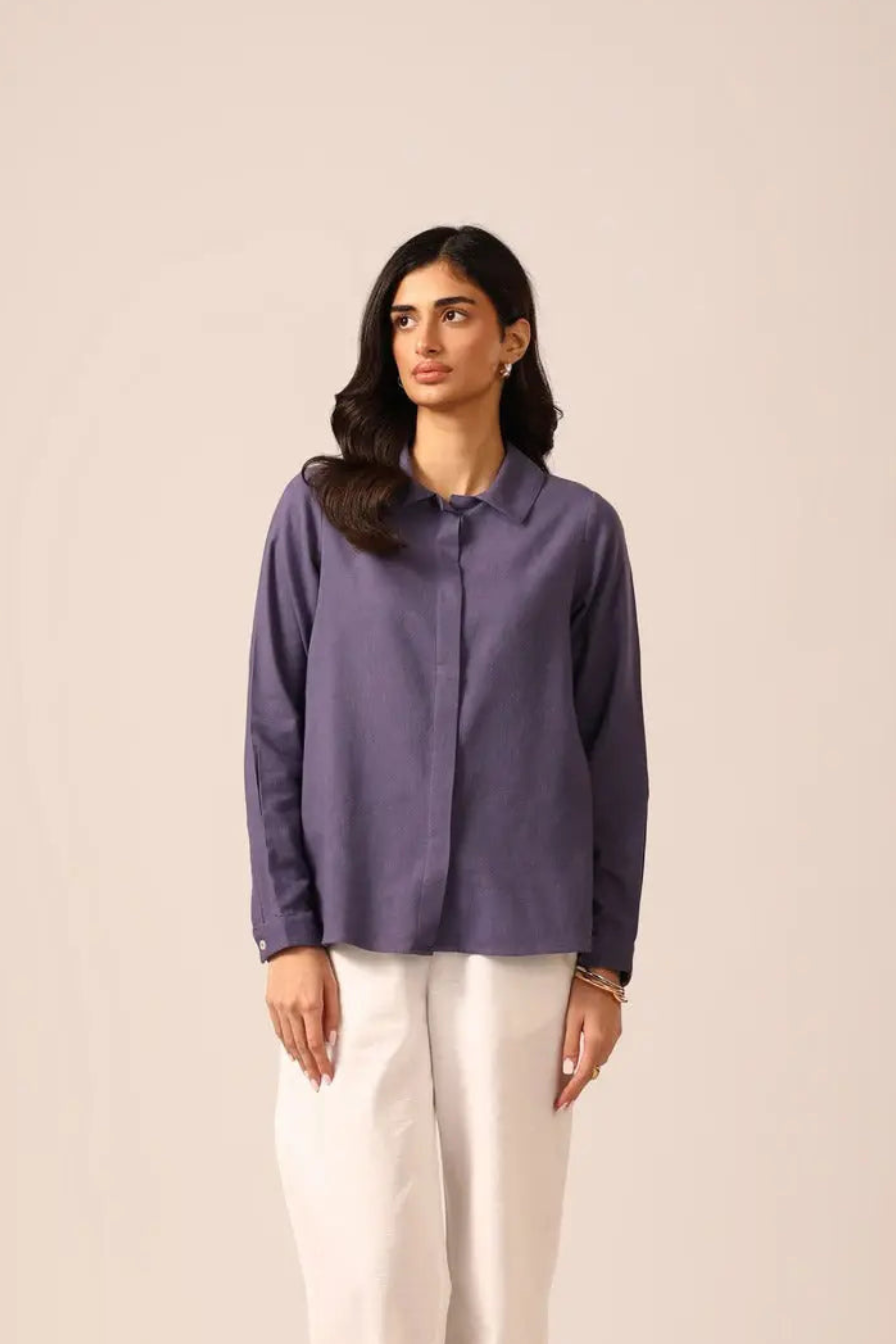 Bria A-line Linen Shirt in Iris