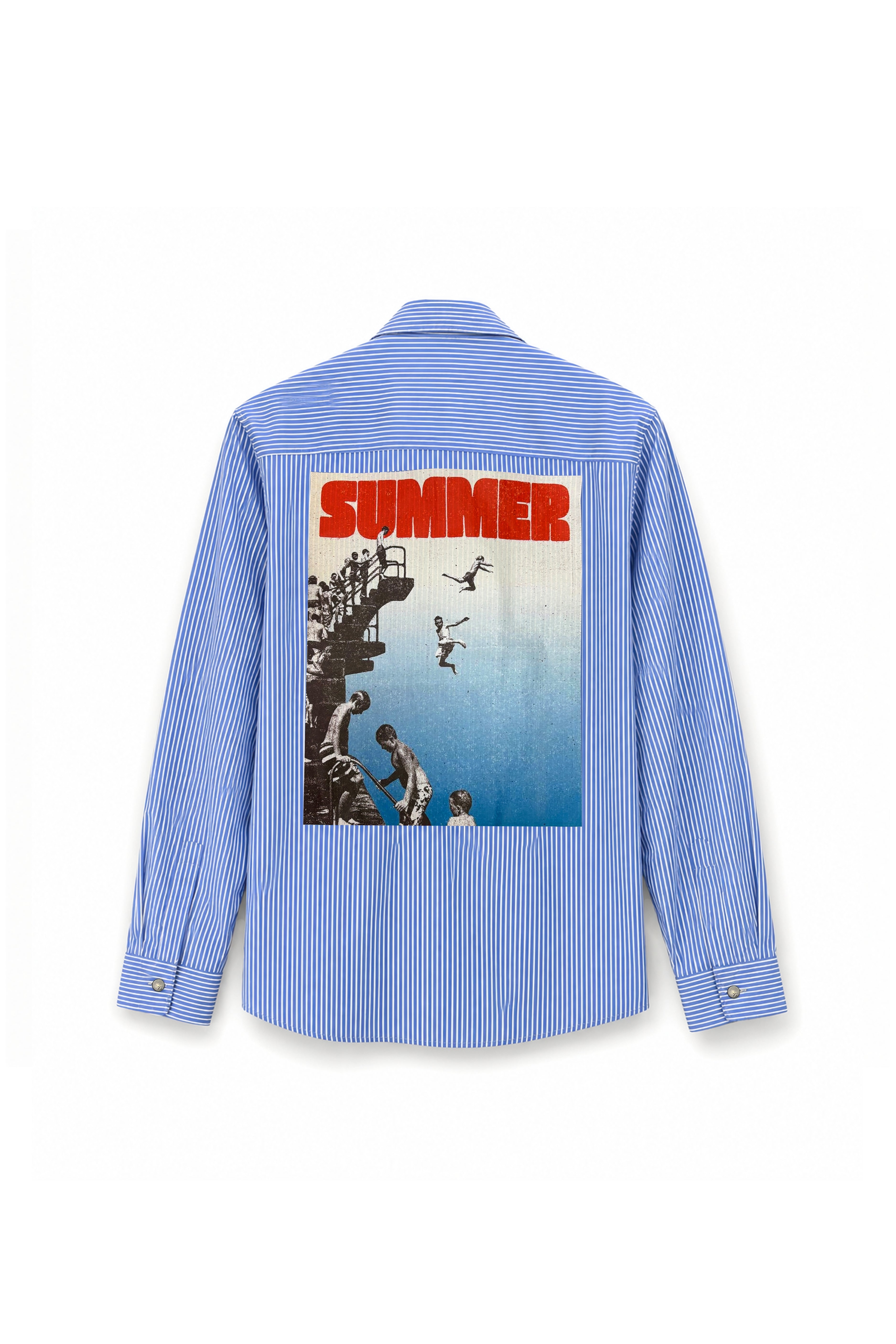 Blue Stripe Cotton Stretch Summer Shirt