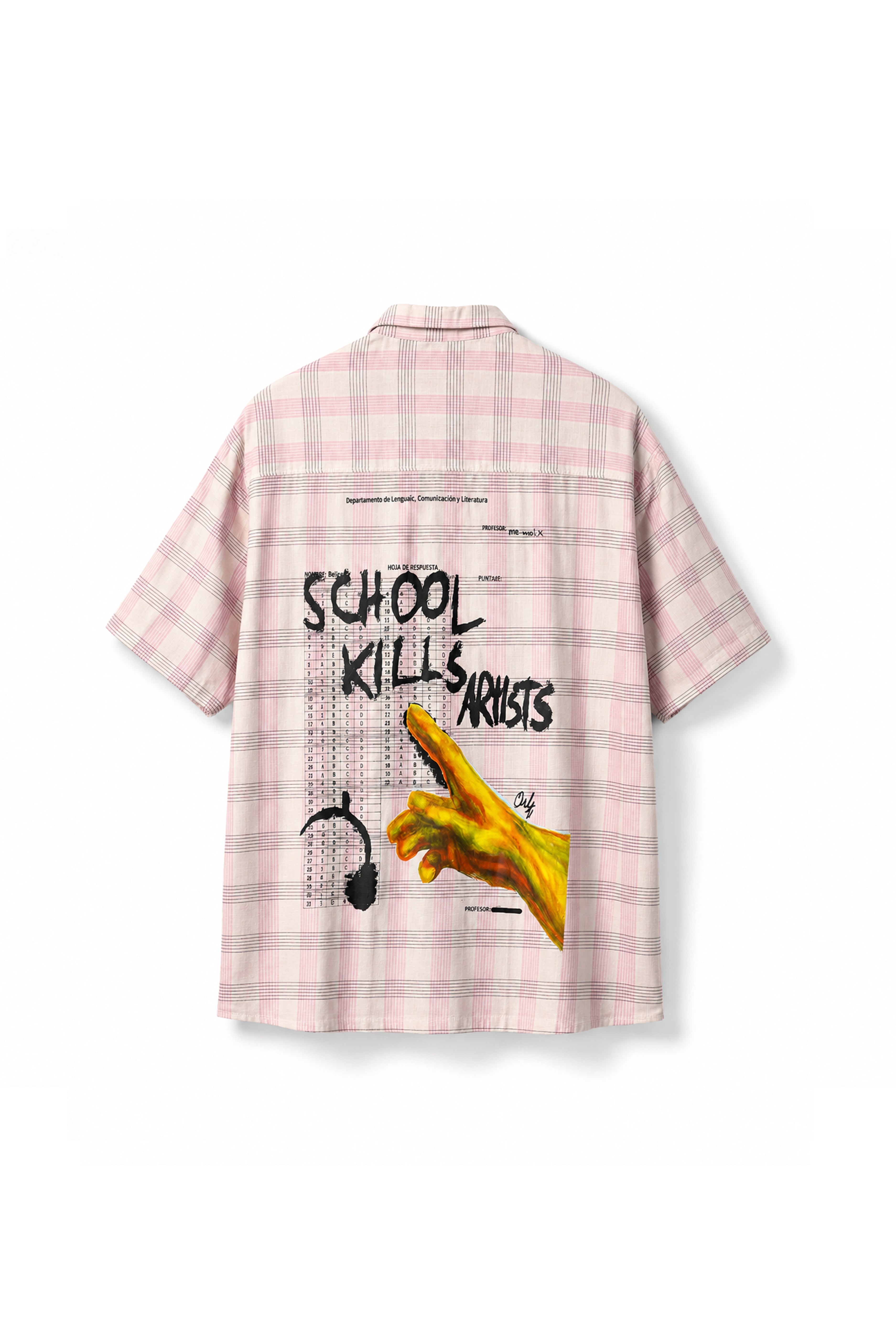 Pink Plaid Cotton School Kills Artists Shirt