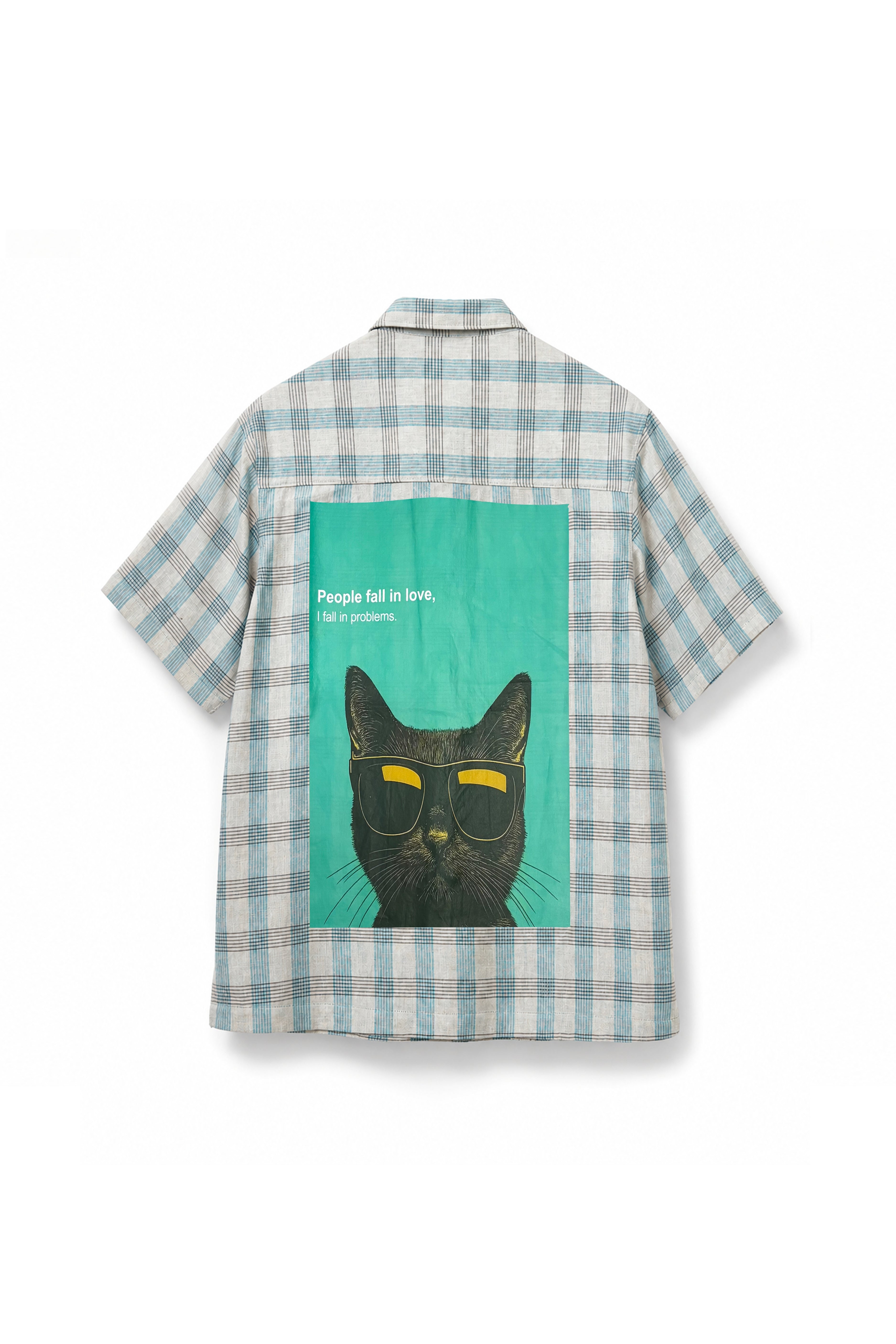 Blue Plaid Cotton People Fall in Love Shirt